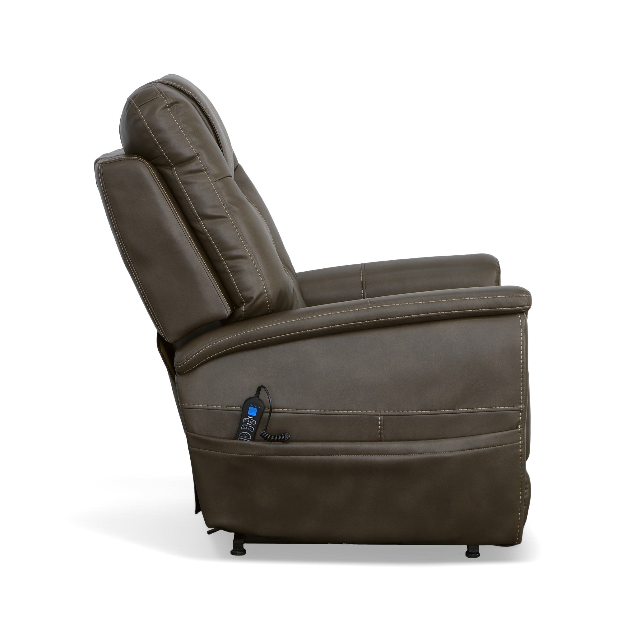 Shaw Driftwood Fabric Power Lift Recliner with Power Headrest & Lumbar