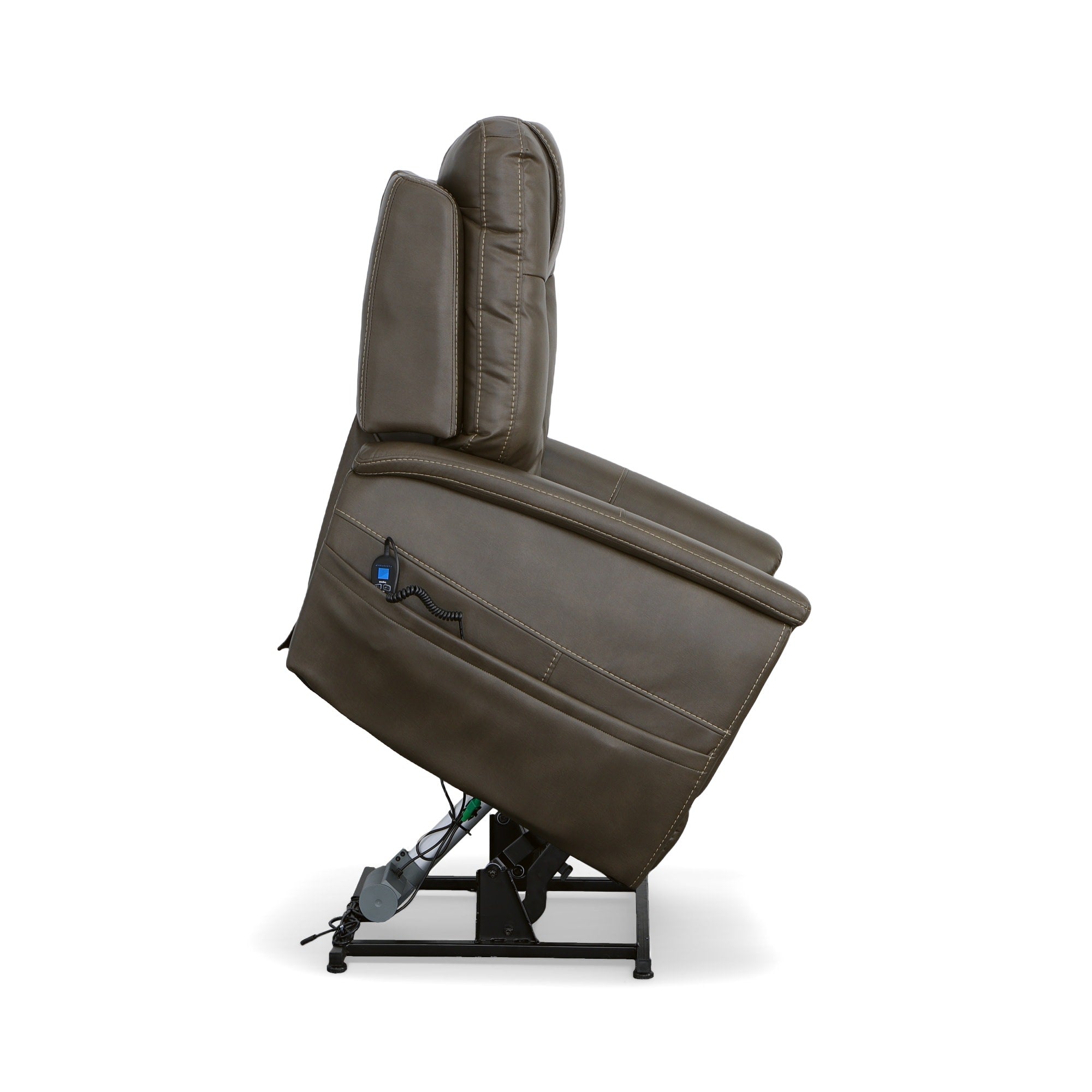 Shaw Driftwood Fabric Power Lift Recliner with Power Headrest & Lumbar