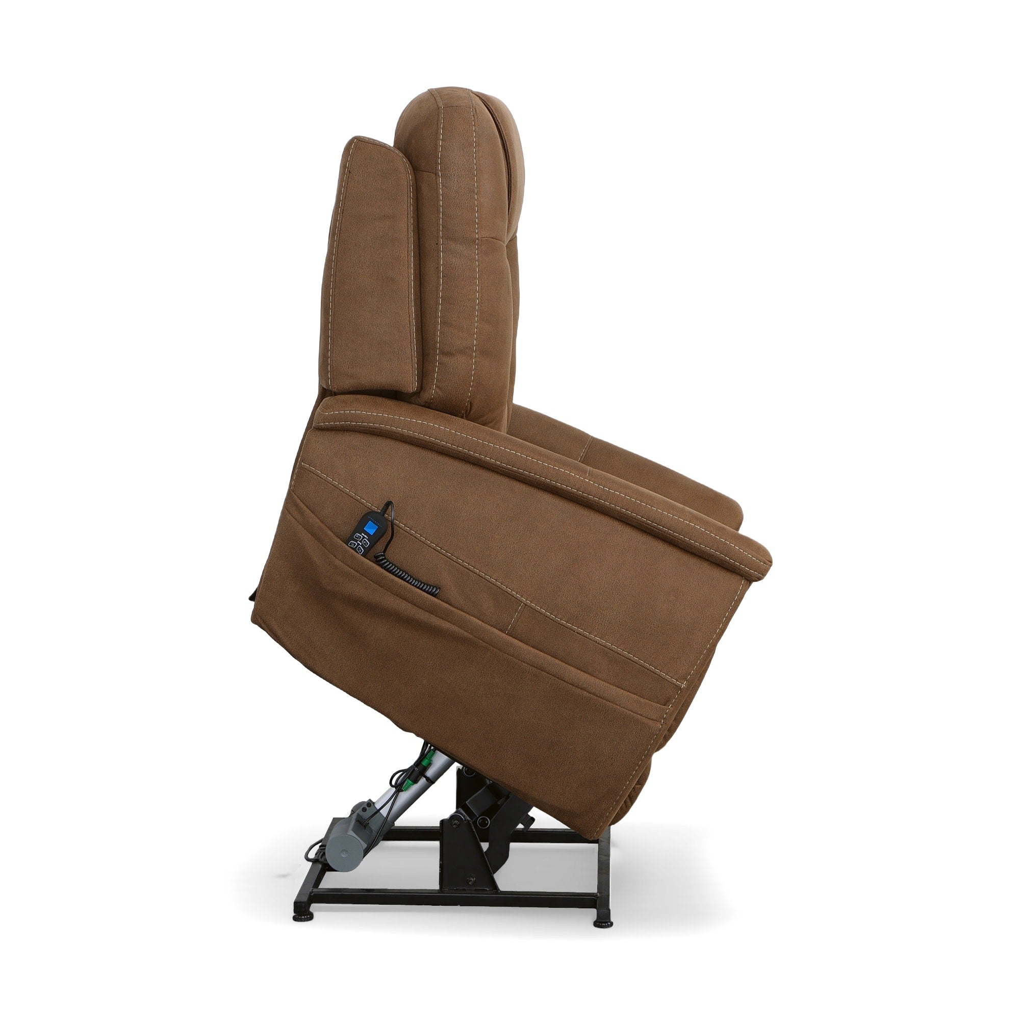 Shaw Russet Fabric Power Lift Recliner with Power Headrest & Lumbar