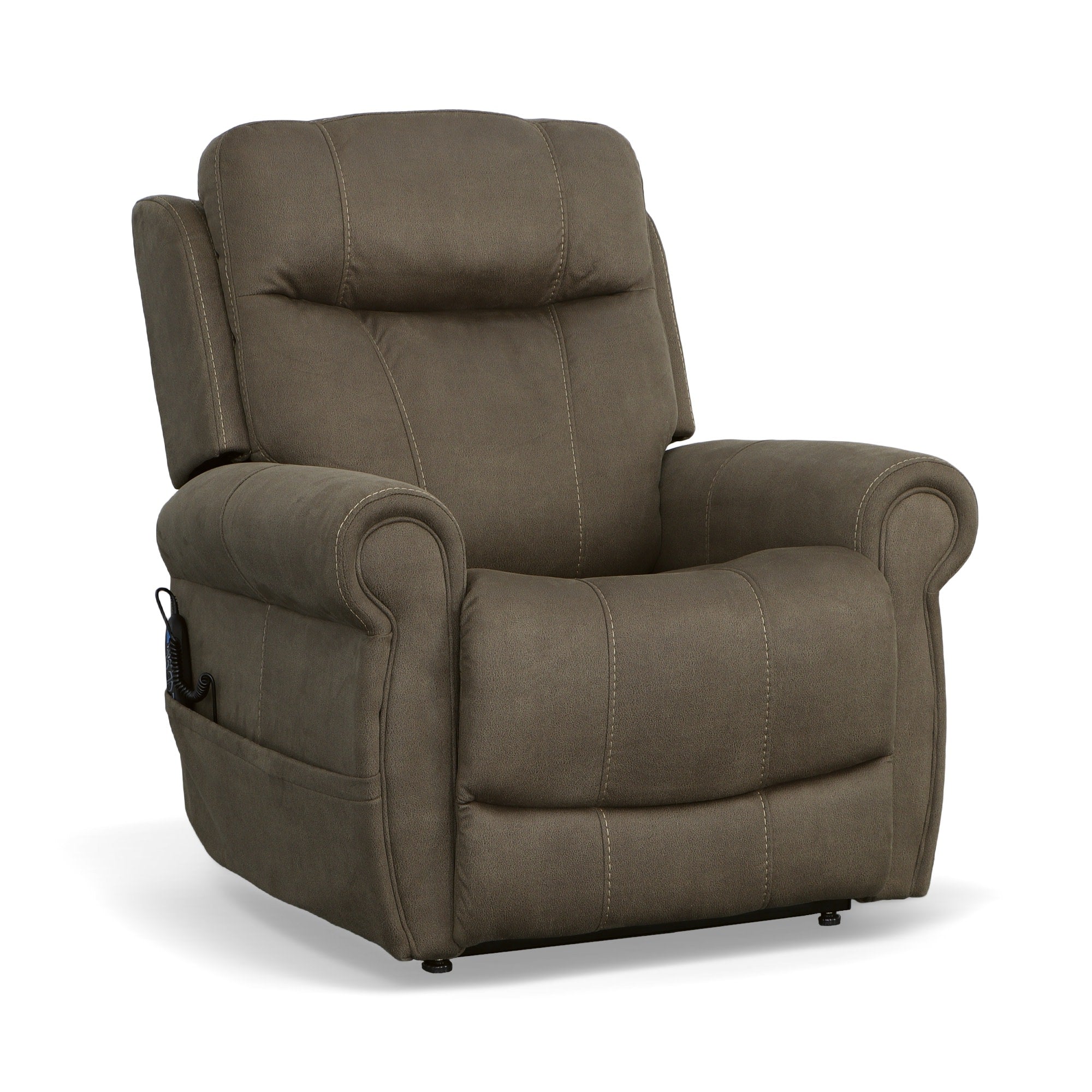 Stewart Mossy Grey Fabric Power Lift Recliner with Power Headrest & Lumbar