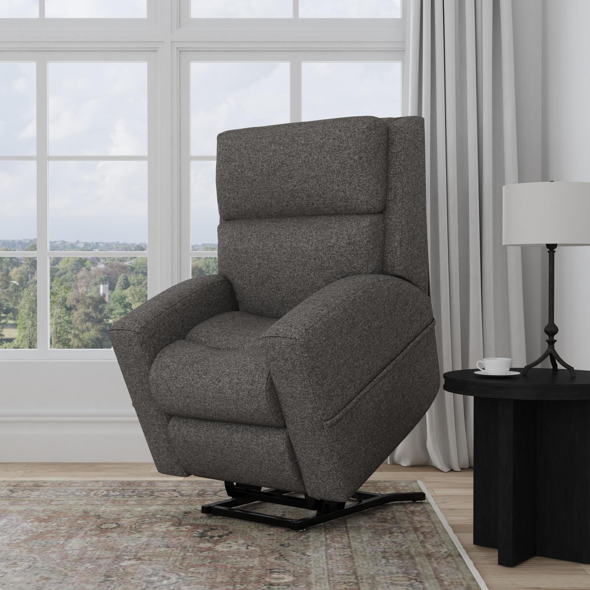 Score Fabric Power Lift Recliner with Power Headrest & Lumbar