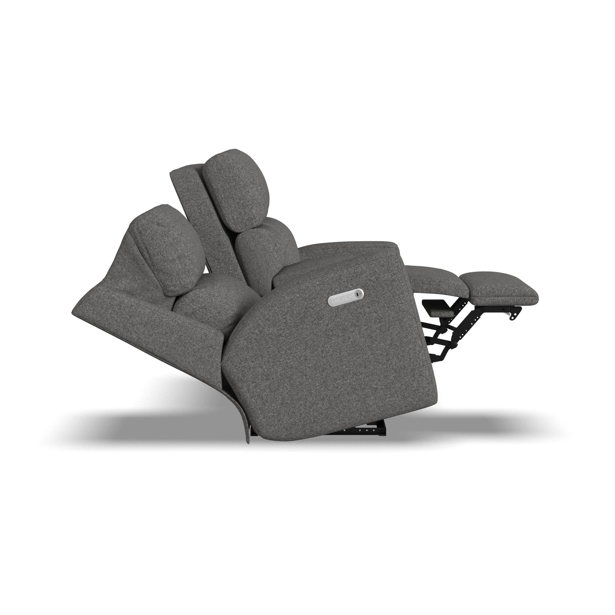 Score Fabric Power Reclining Loveseat with Console & Power Headrests & Lumbar