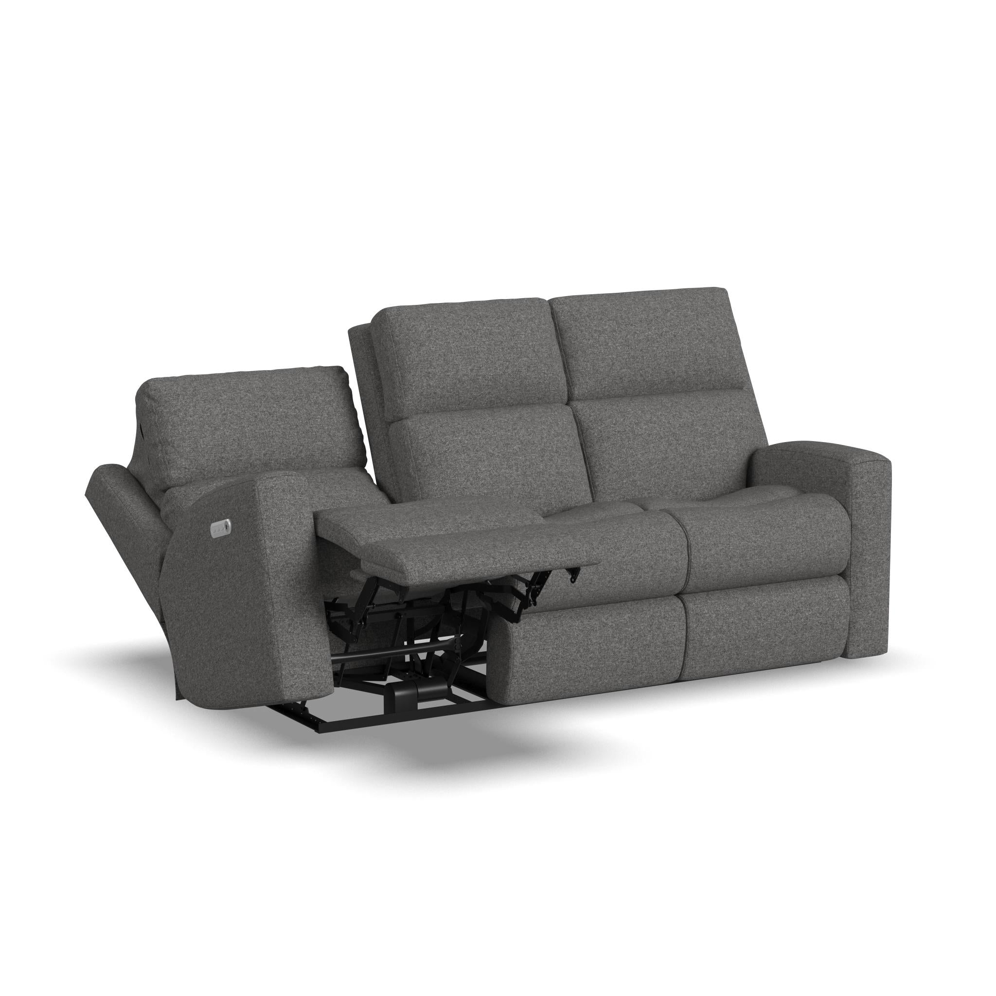 Score Fabric Power Reclining Sofa with Power Headrests & Lumbar