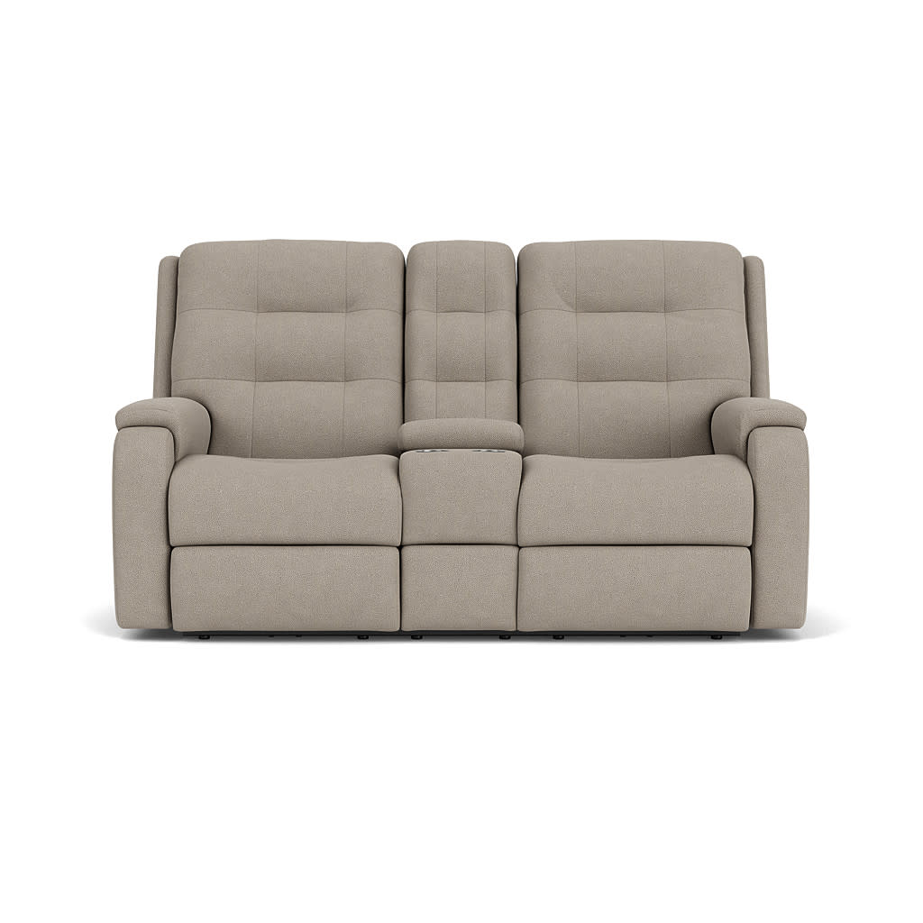 Arlo Fabric Power Reclining Loveseat with Console & Power Headrests & Lumbar