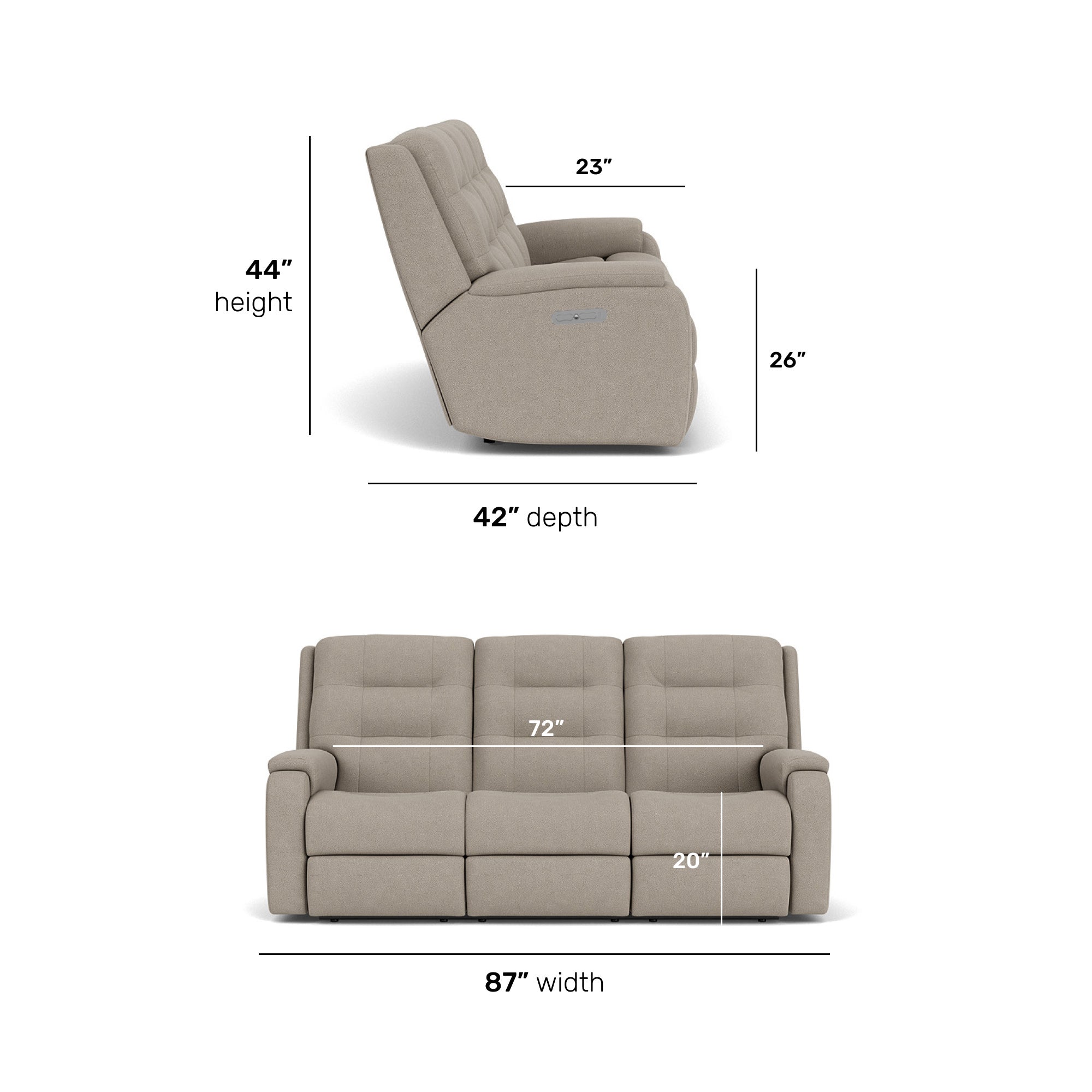 Arlo Fabric Power Reclining Sofa with Power Headrests & Lumbar