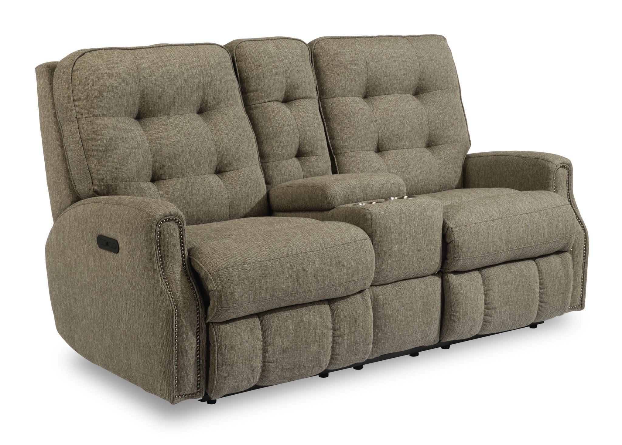 Devon Fabric Power Reclining Loveseat with Console & Power Headrests