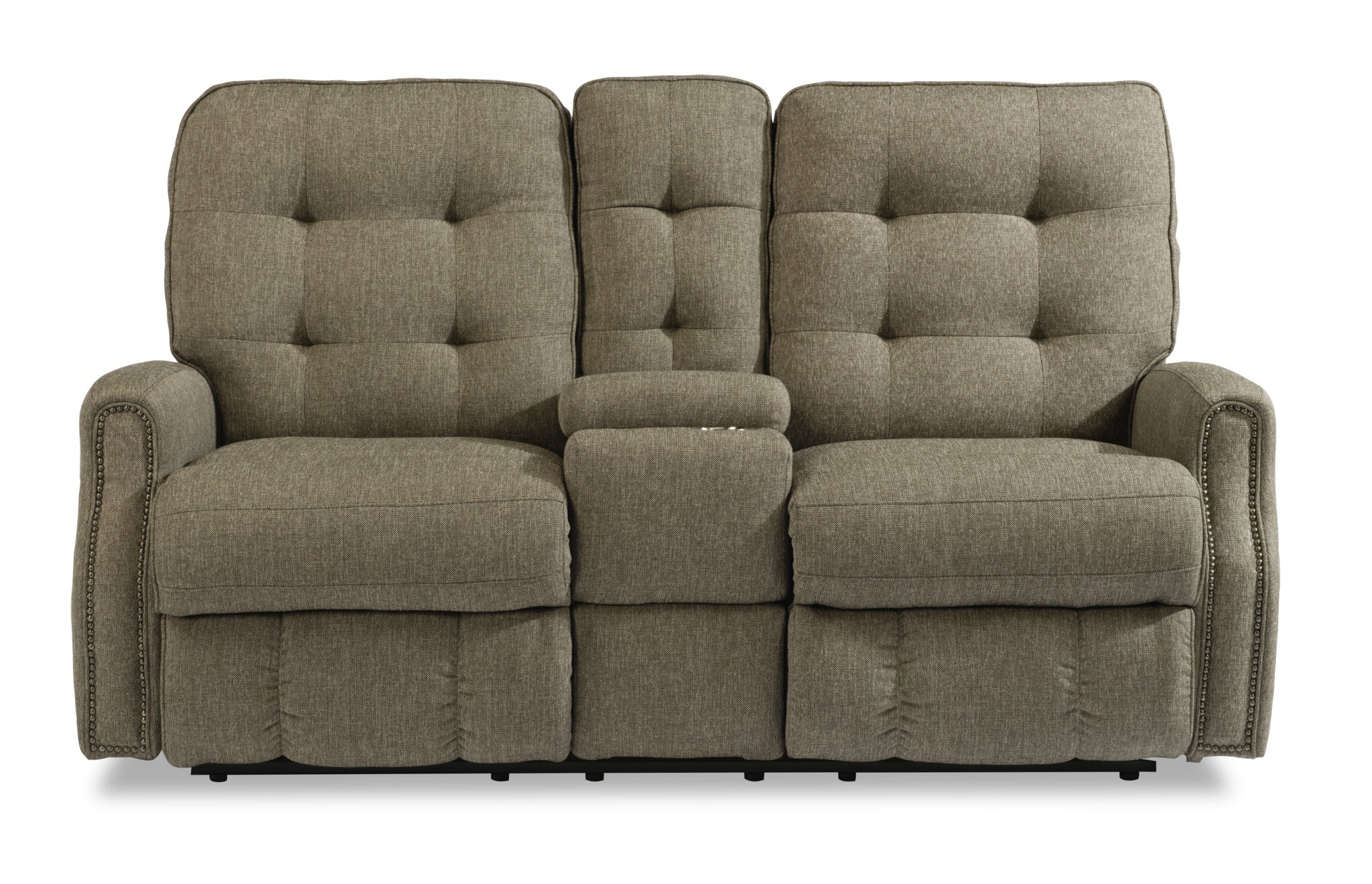 Devon Fabric Power Reclining Loveseat with Console & Power Headrests