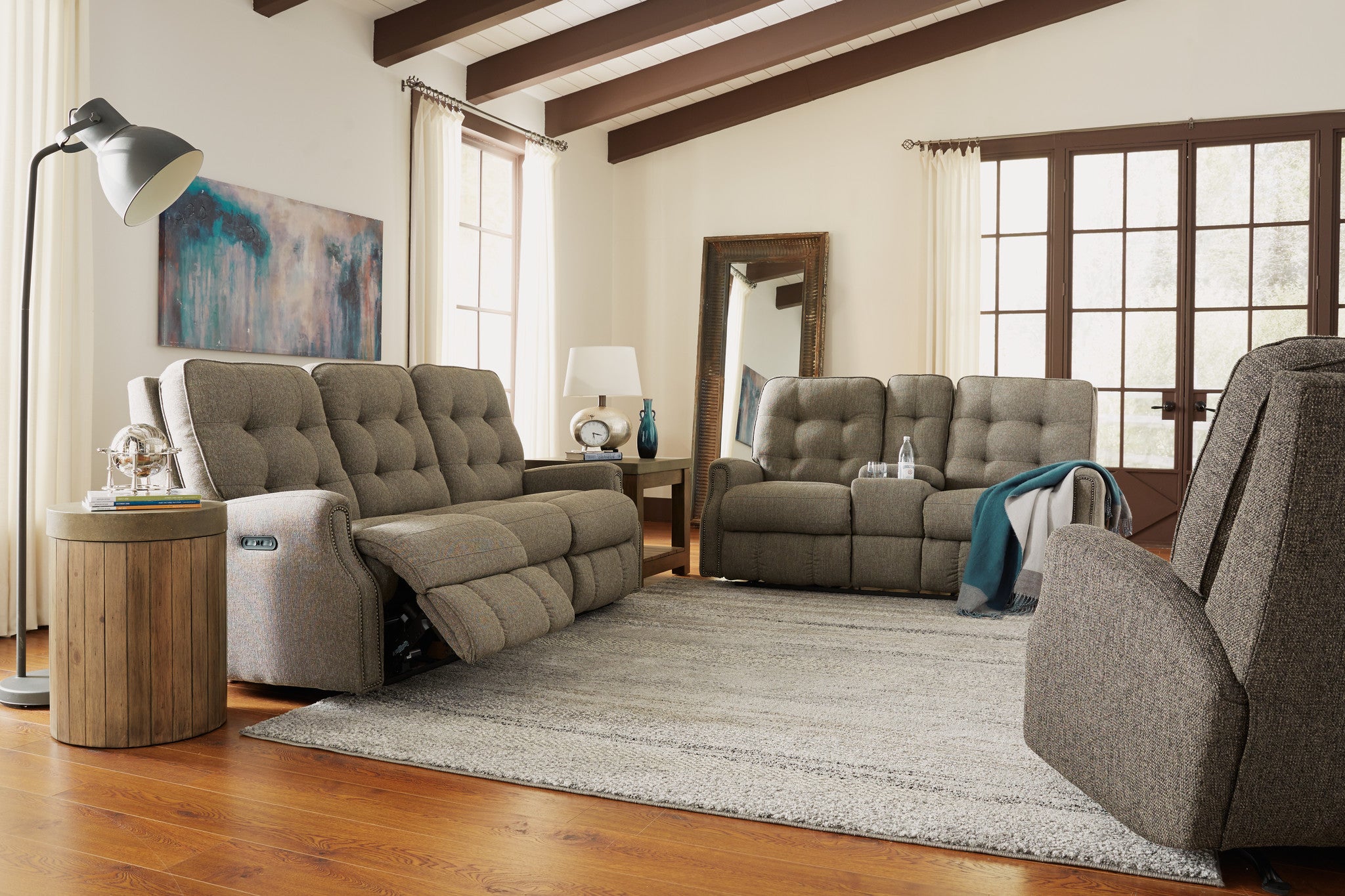 Devon Fabric Power Reclining Loveseat with Console