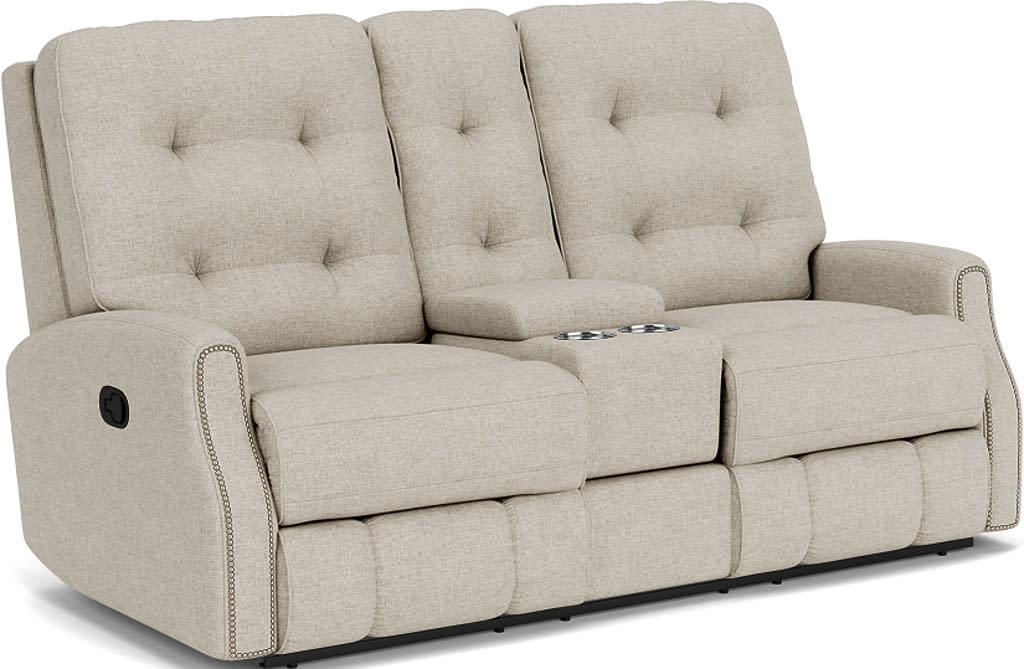 Devon Fabric Reclining Loveseat with Console