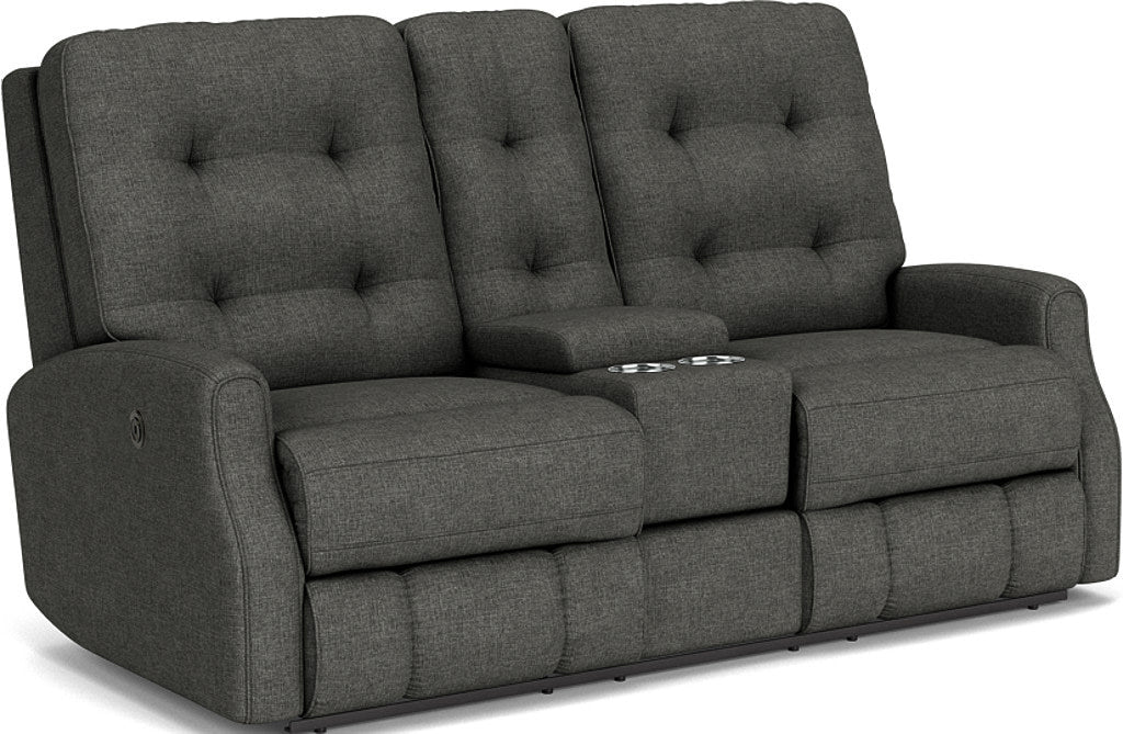 Devon Fabric Power Reclining Loveseat with Console