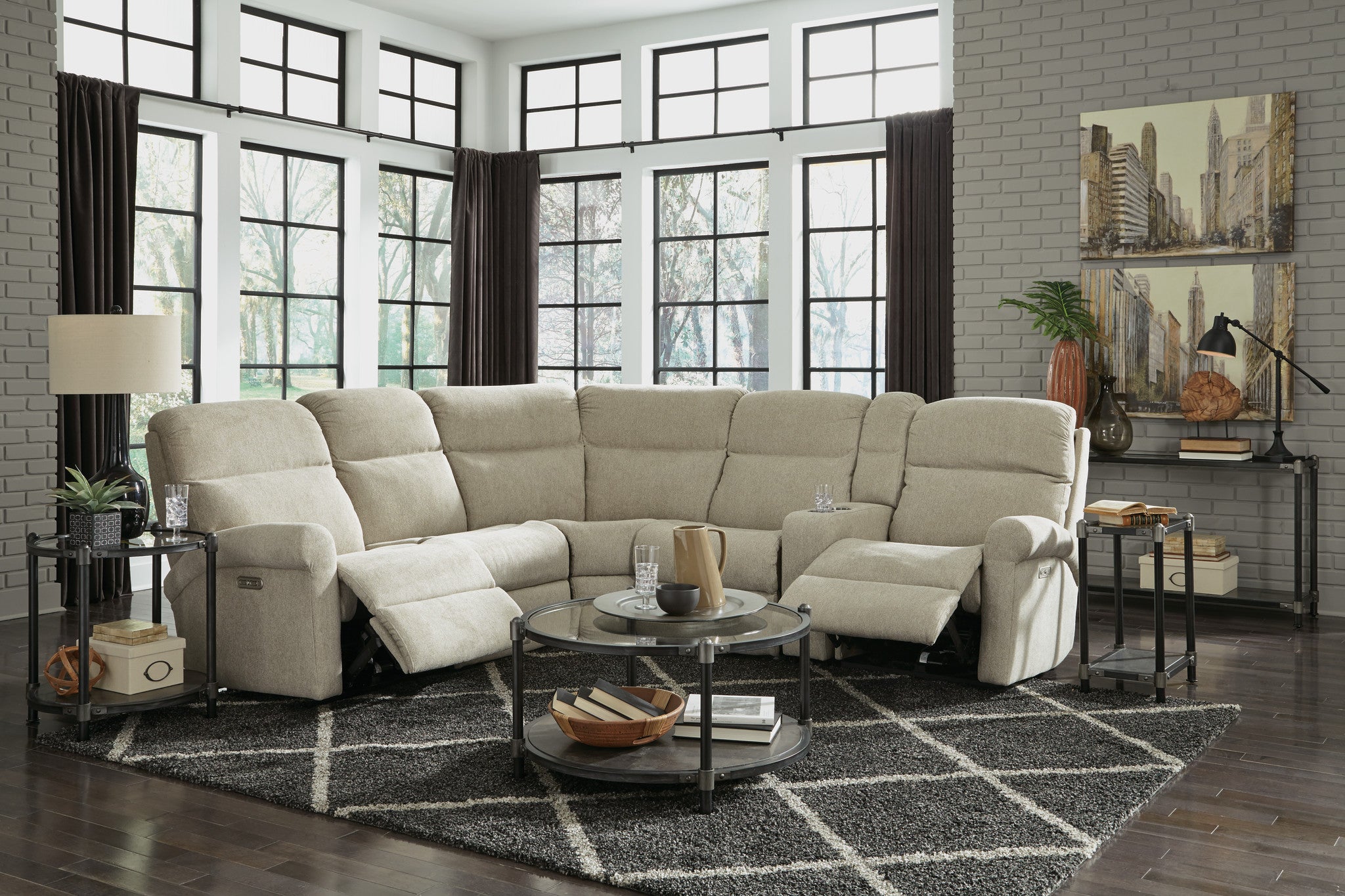 Davis Fabric Power Reclining Sectional with Power Headrests