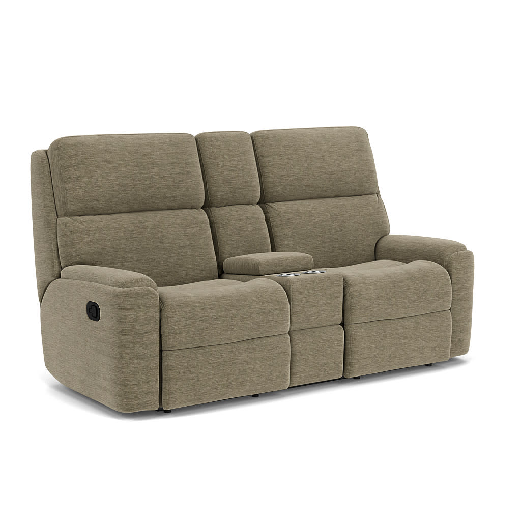 Rio Fabric Reclining Loveseat with Console