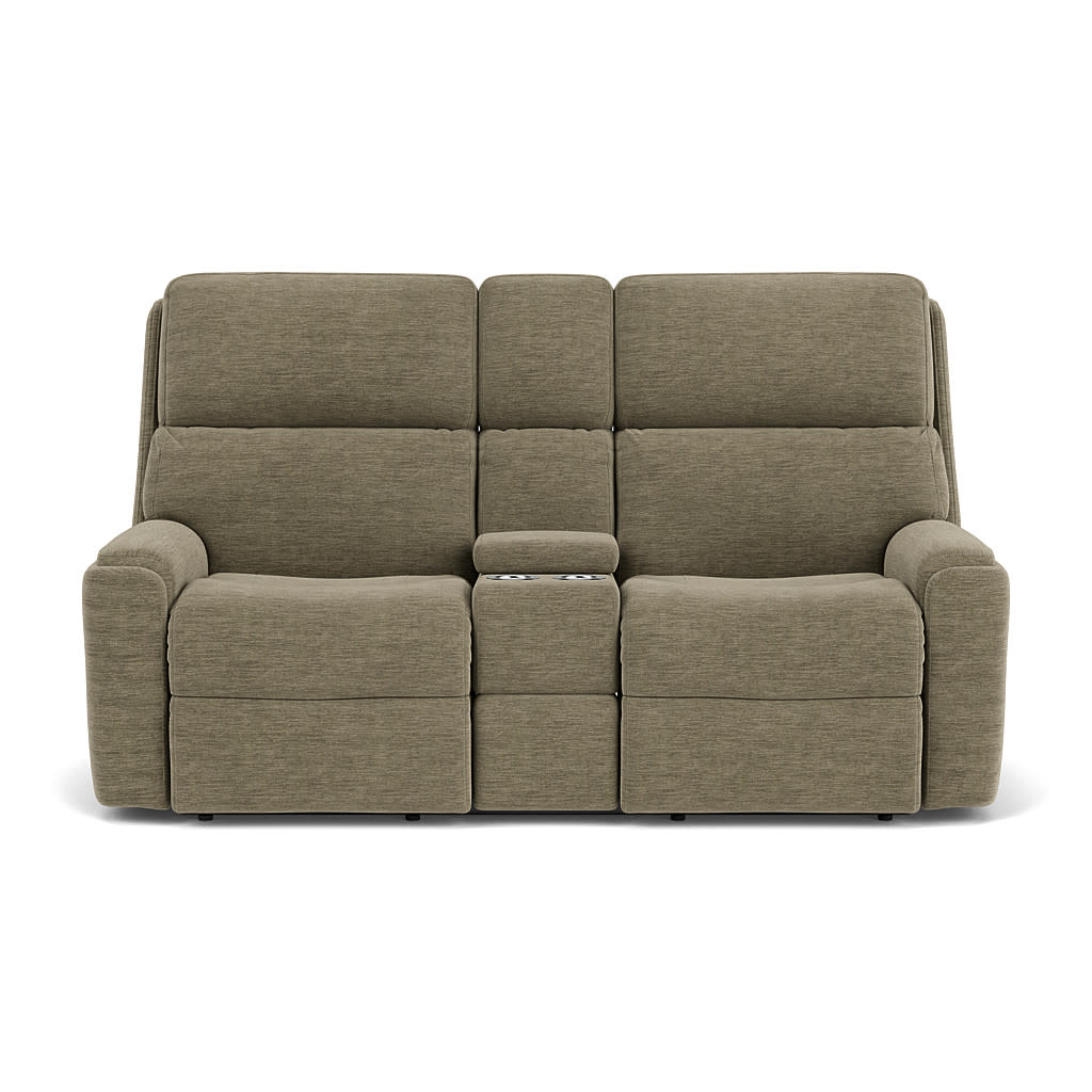 Rio Fabric Reclining Loveseat with Console