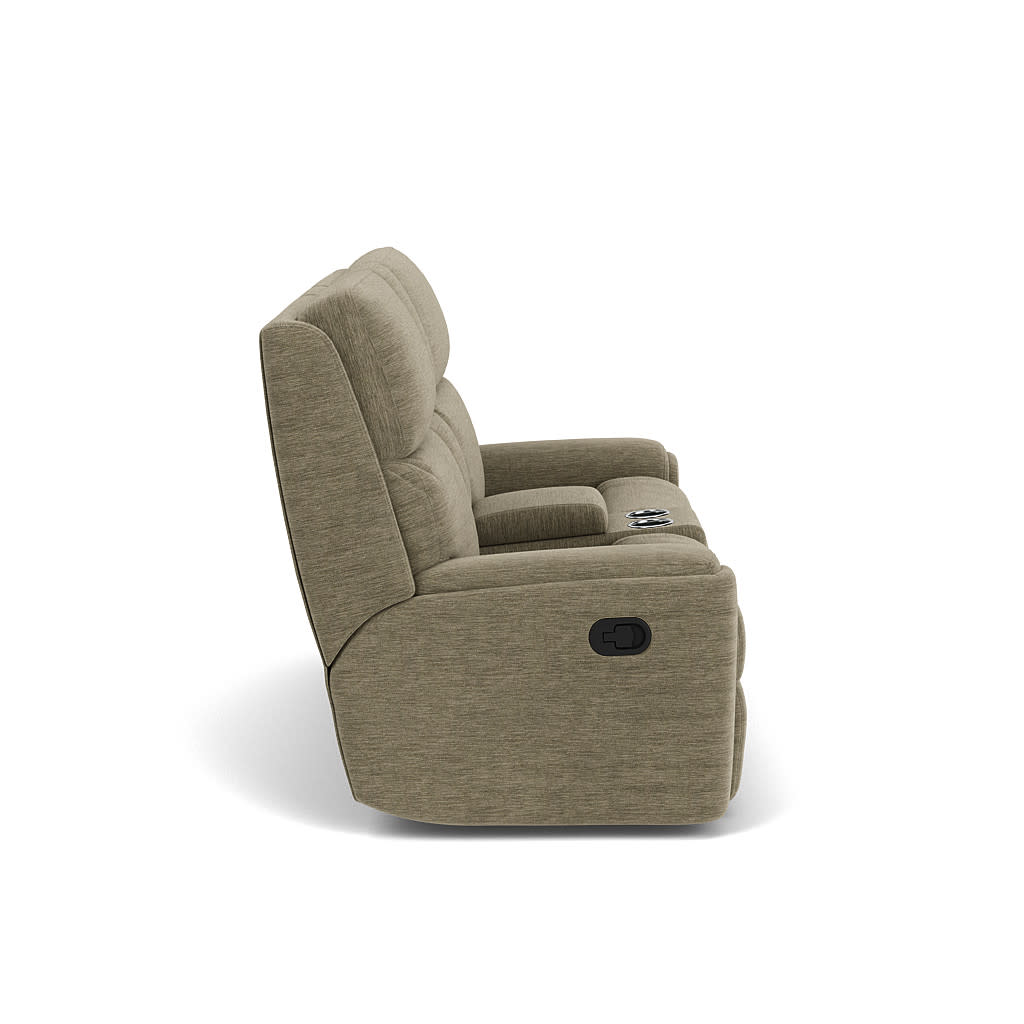 Rio Fabric Reclining Loveseat with Console