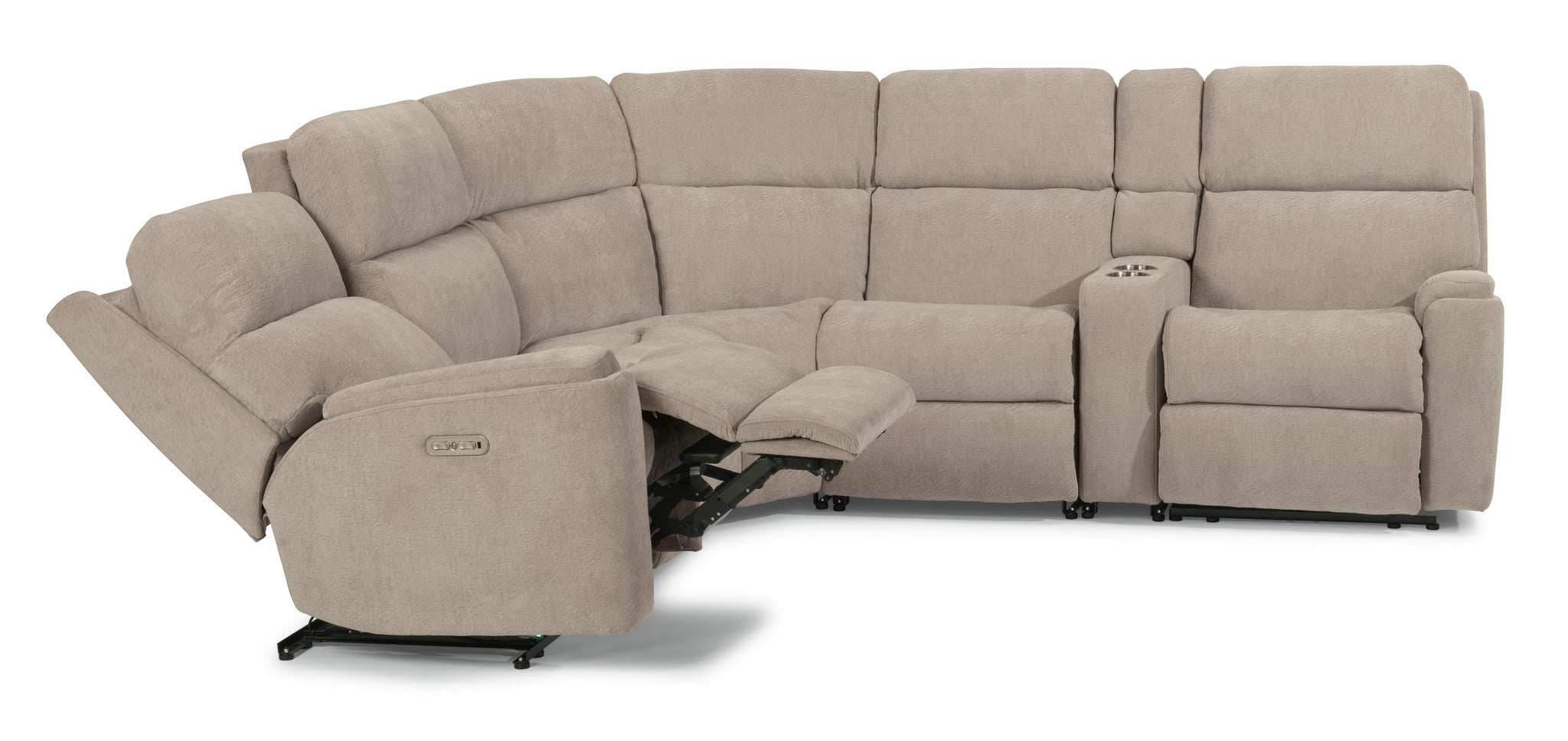 Rio Fabric Power Reclining Sectional with Power Headrests