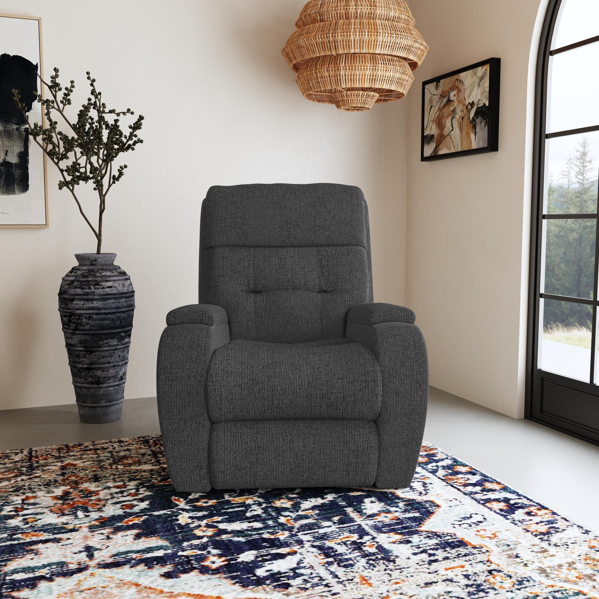 Strait Fabric Power Recliner with Power Headrest