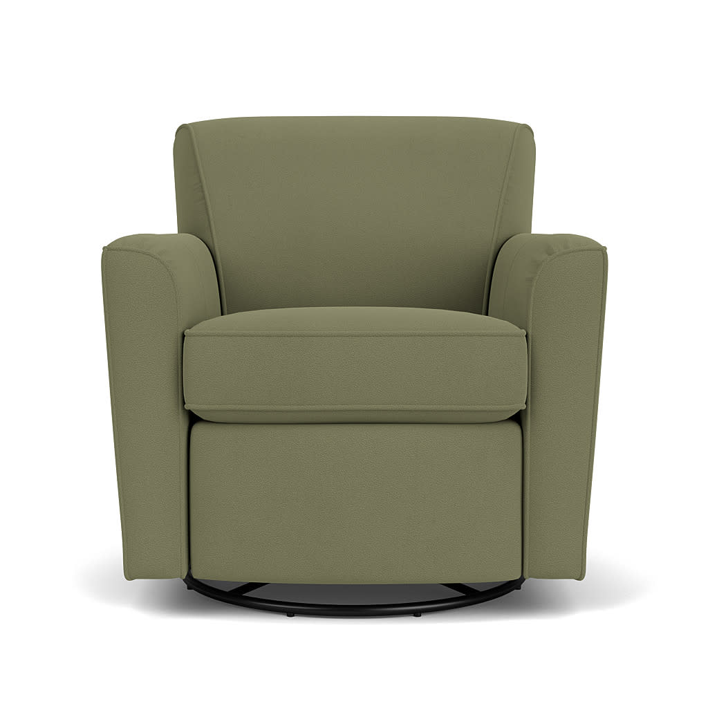 With welt cord outlining the arms back and seat the Kingman swivel glider has a crisp clean property that makes it an ideal accent piece to complement any group of furniture and