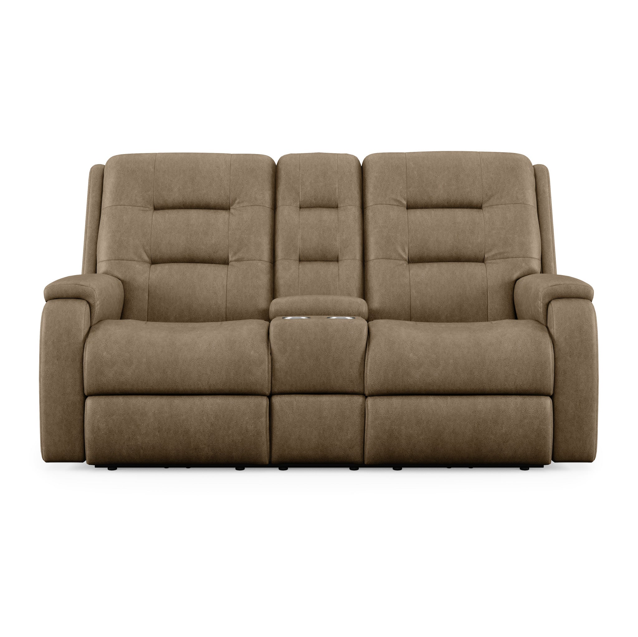 Arlo Leather Power Reclining Loveseat with Console & Power Headrests