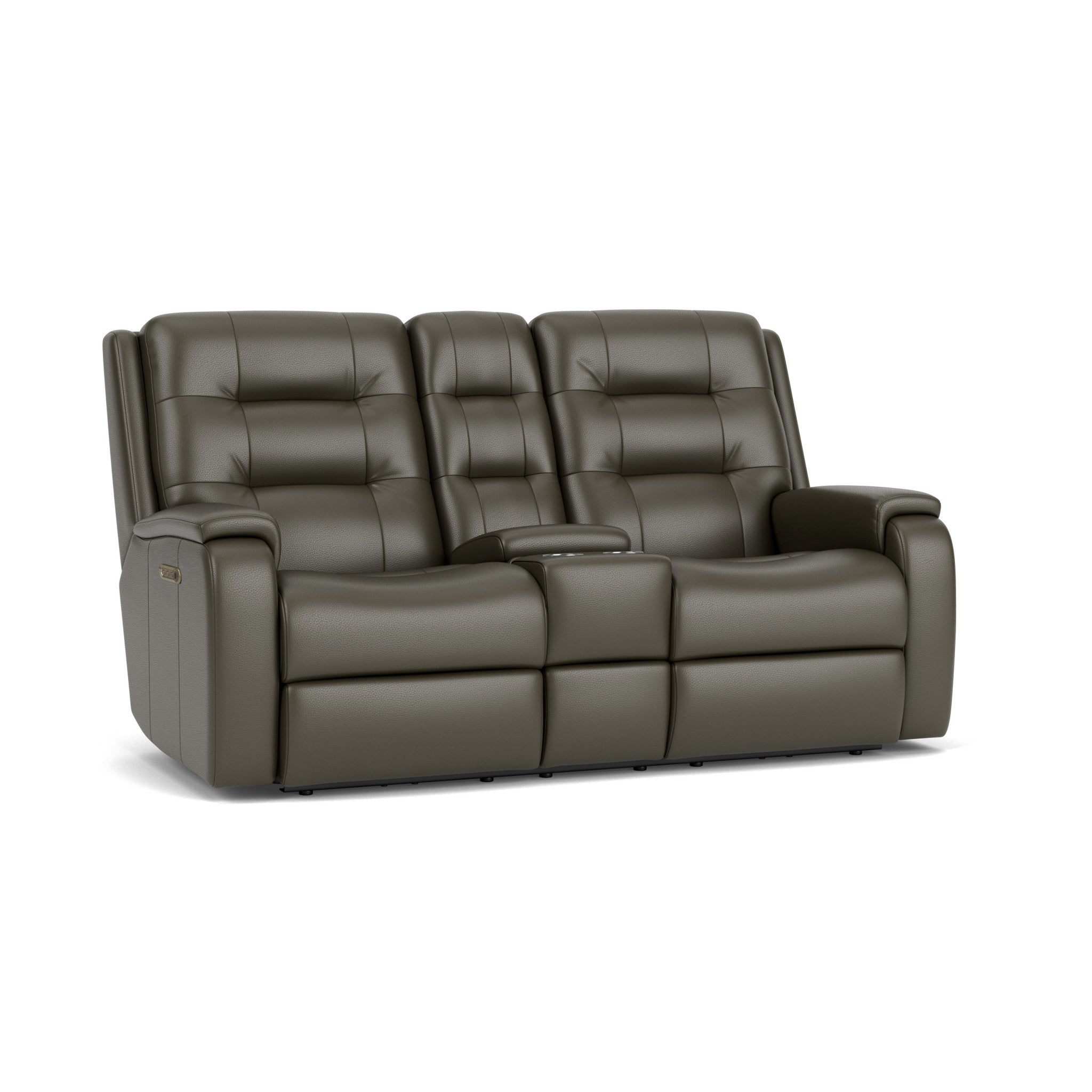 Arlo Leather Power Reclining Loveseat with Console & Power Headrests & Lumbar