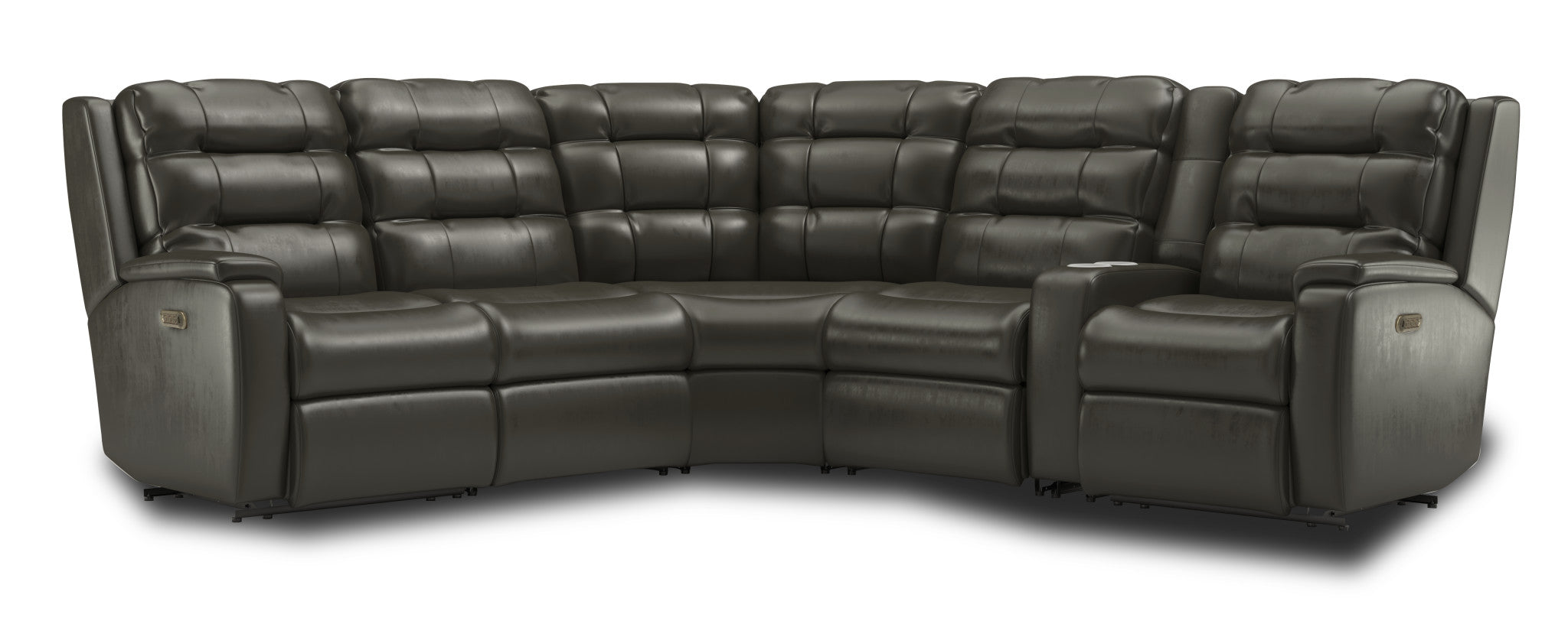 Arlo Leather Power Reclining Sectional with Power Headrests & Lumbar