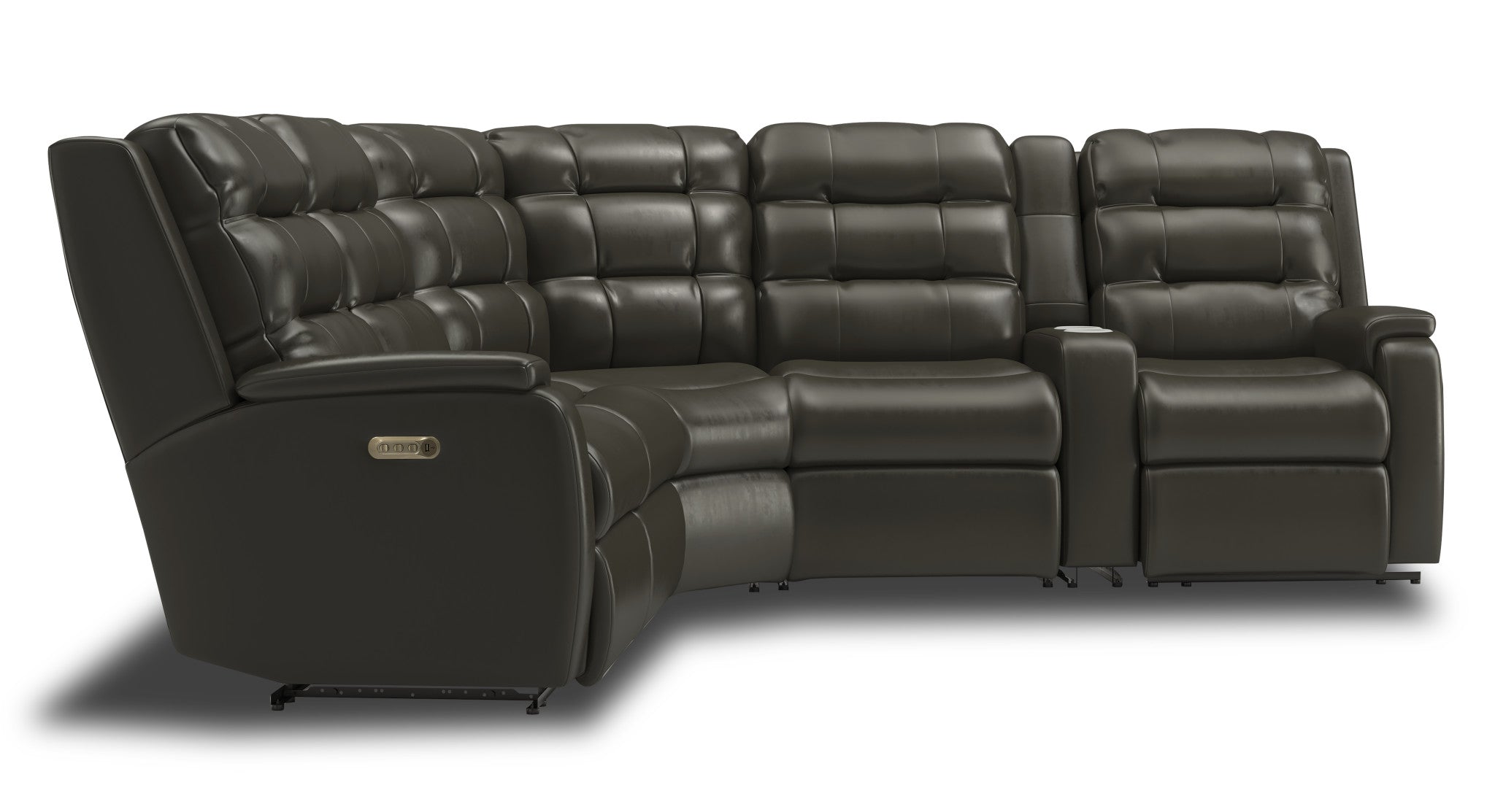 Arlo Leather Power Reclining Sectional with Power Headrests & Lumbar