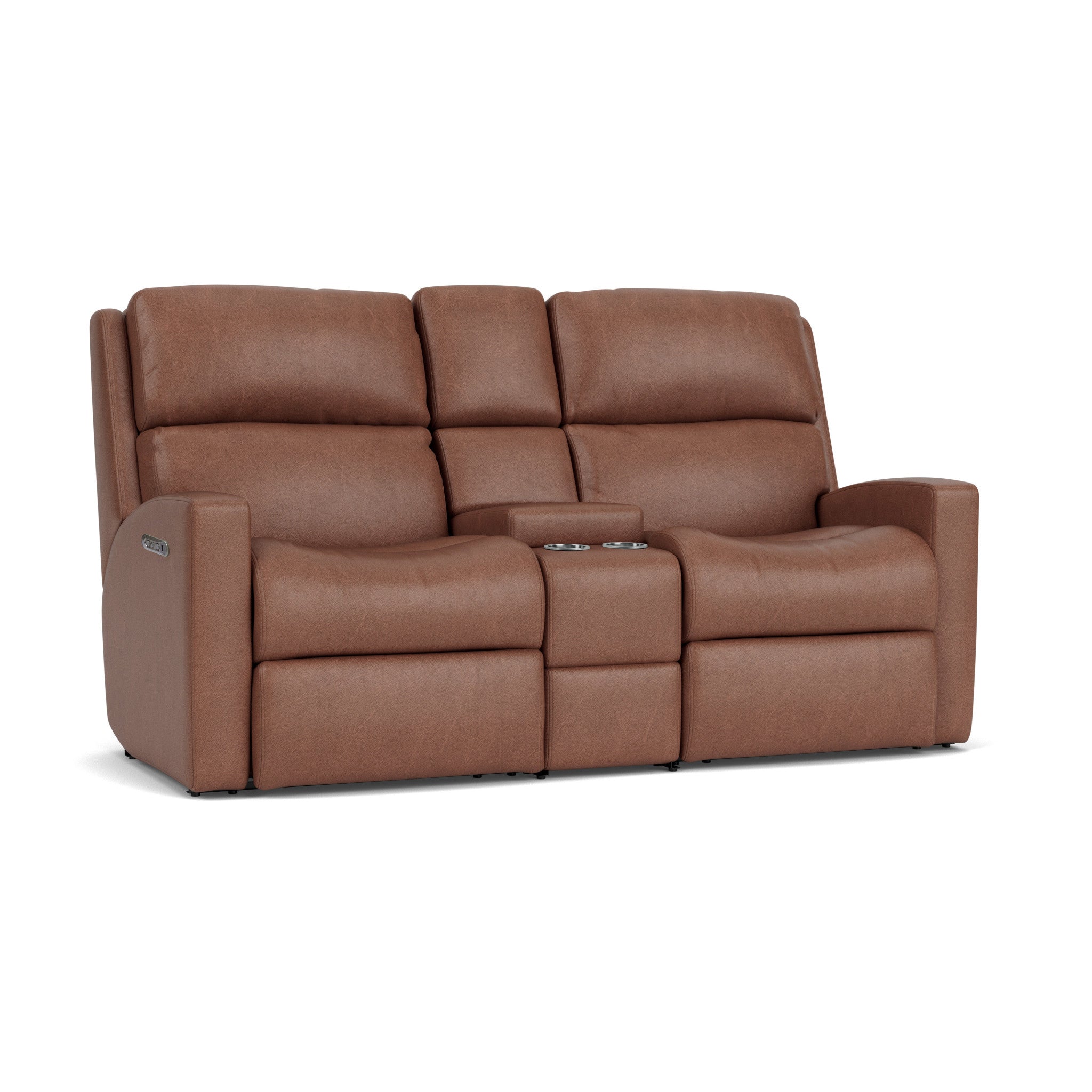 Catalina Leather Power Reclining Loveseat with Console & Power Headrests