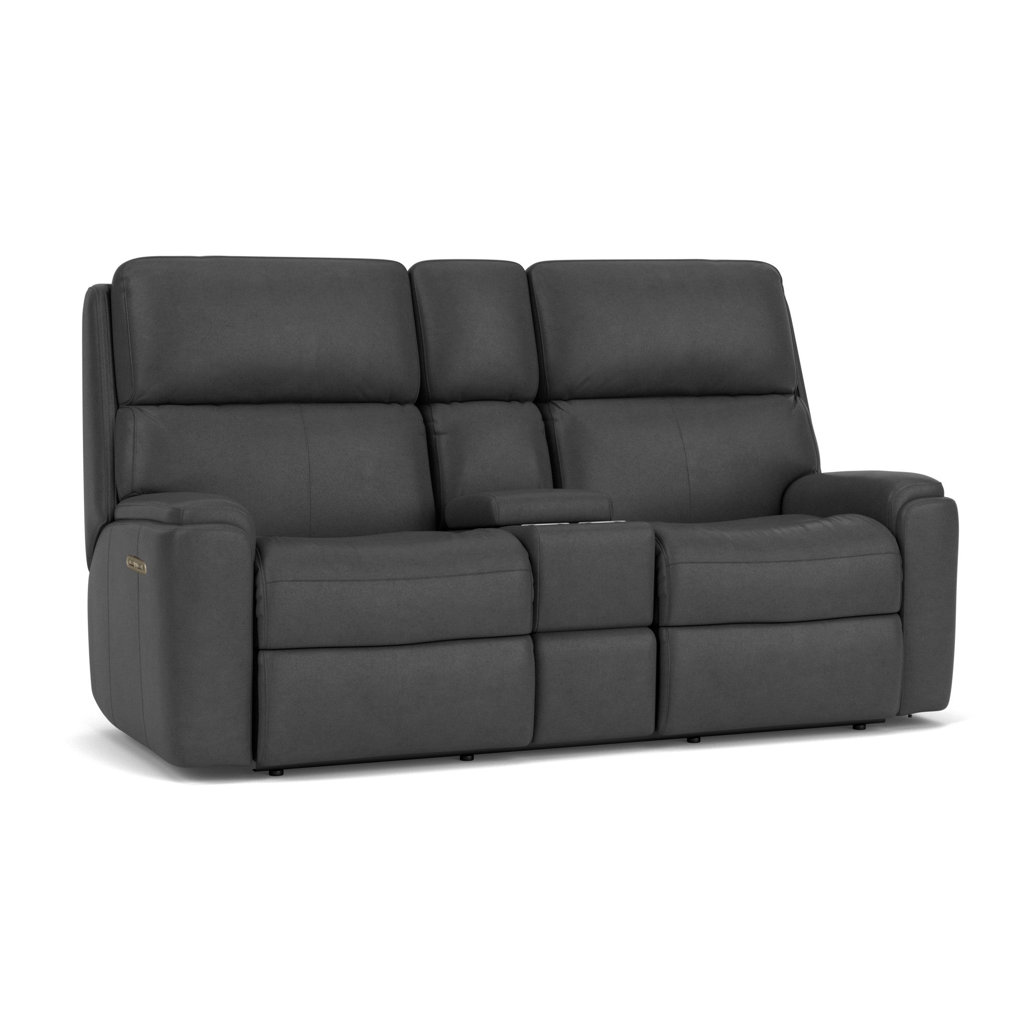 Rio Leather Power Reclining Loveseat with Console & Power Headrests