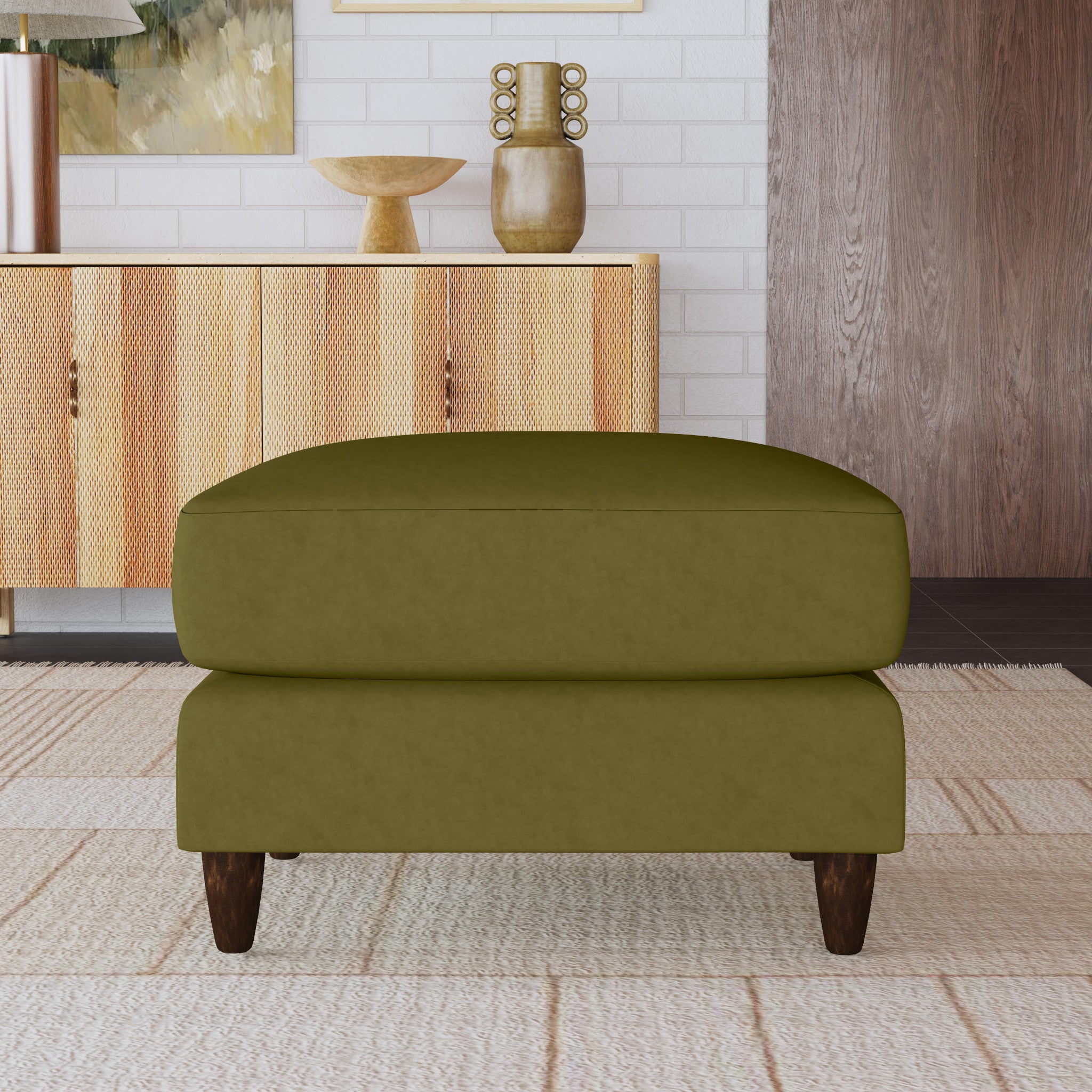 Fern Fabric Ottoman