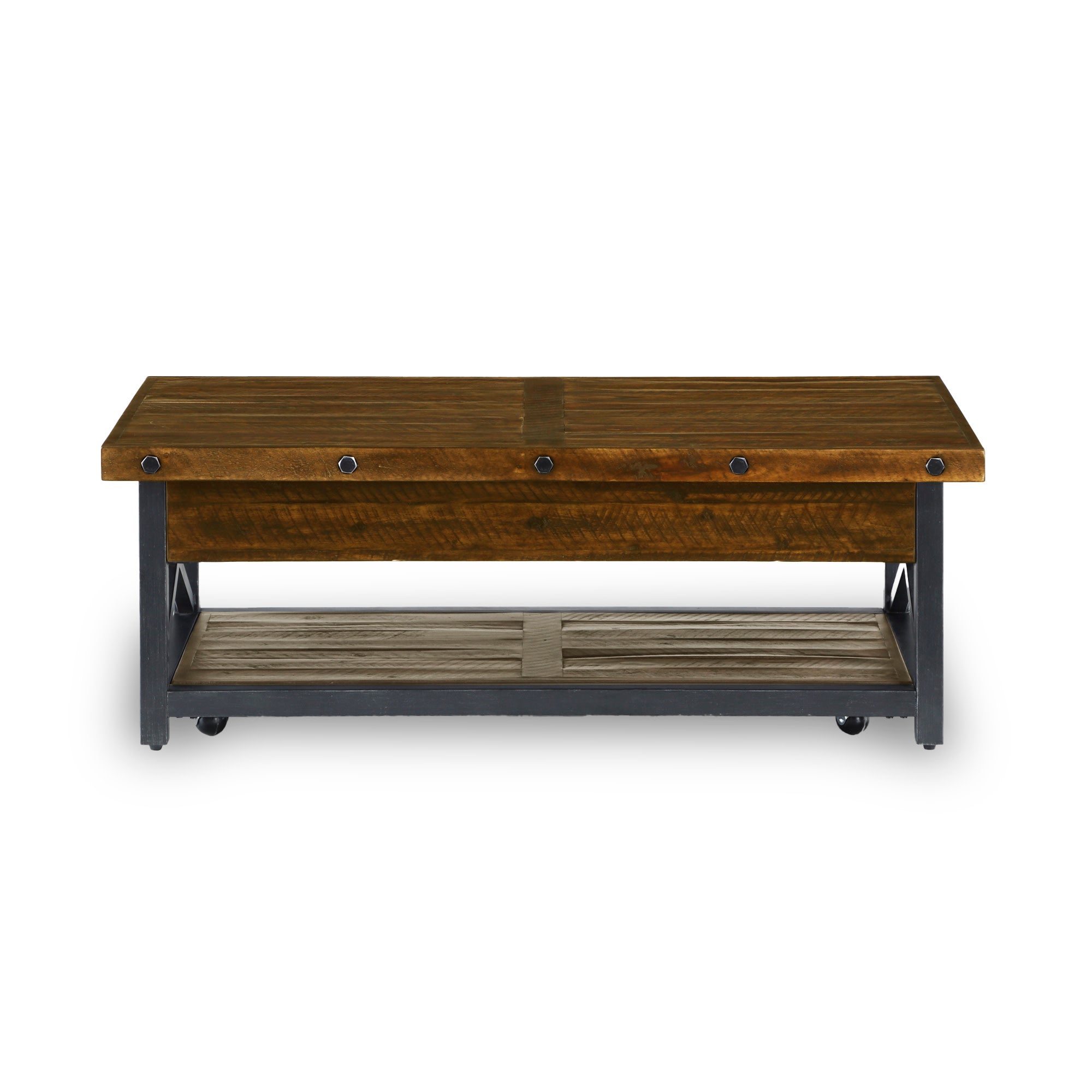 Carpenter Brown Rectangular Lift-Top Coffee Table with Casters