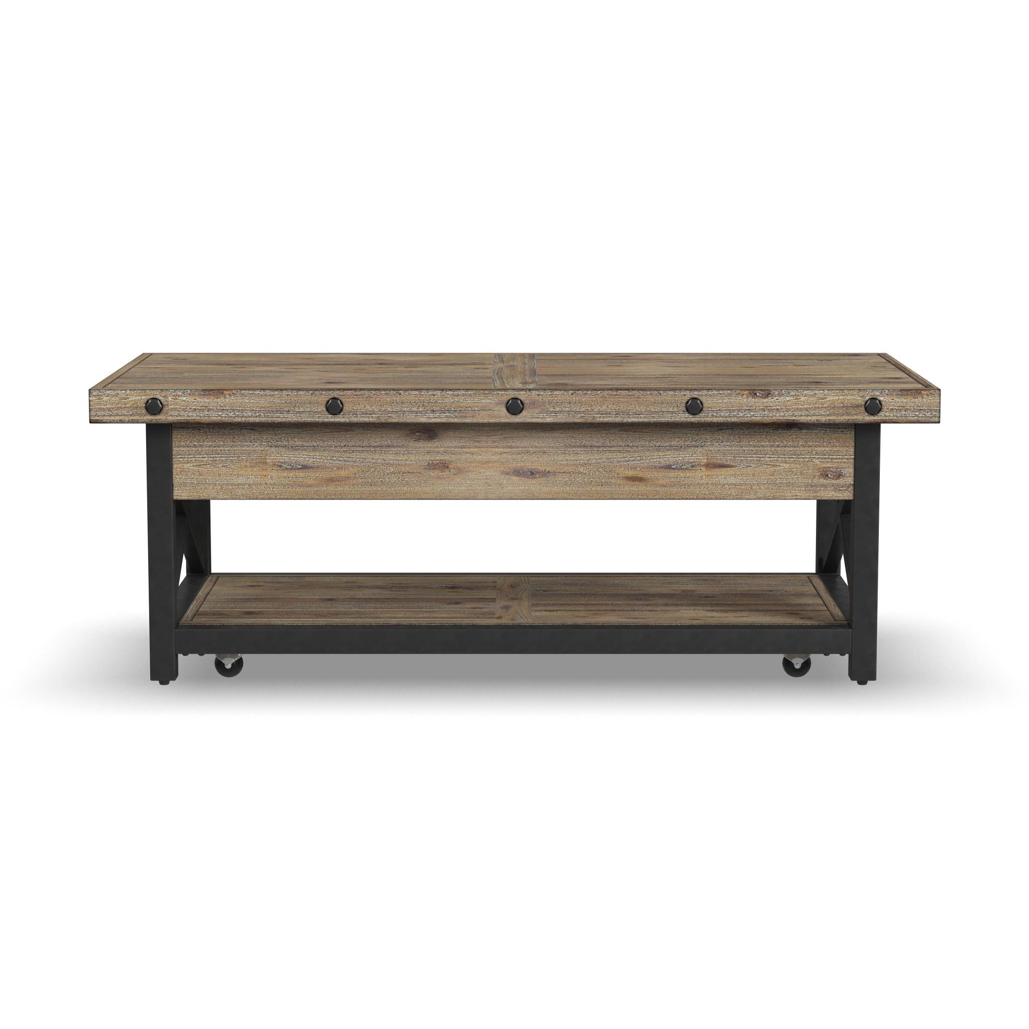 Carpenter Brown Rectangular Lift-Top Coffee Table with Casters