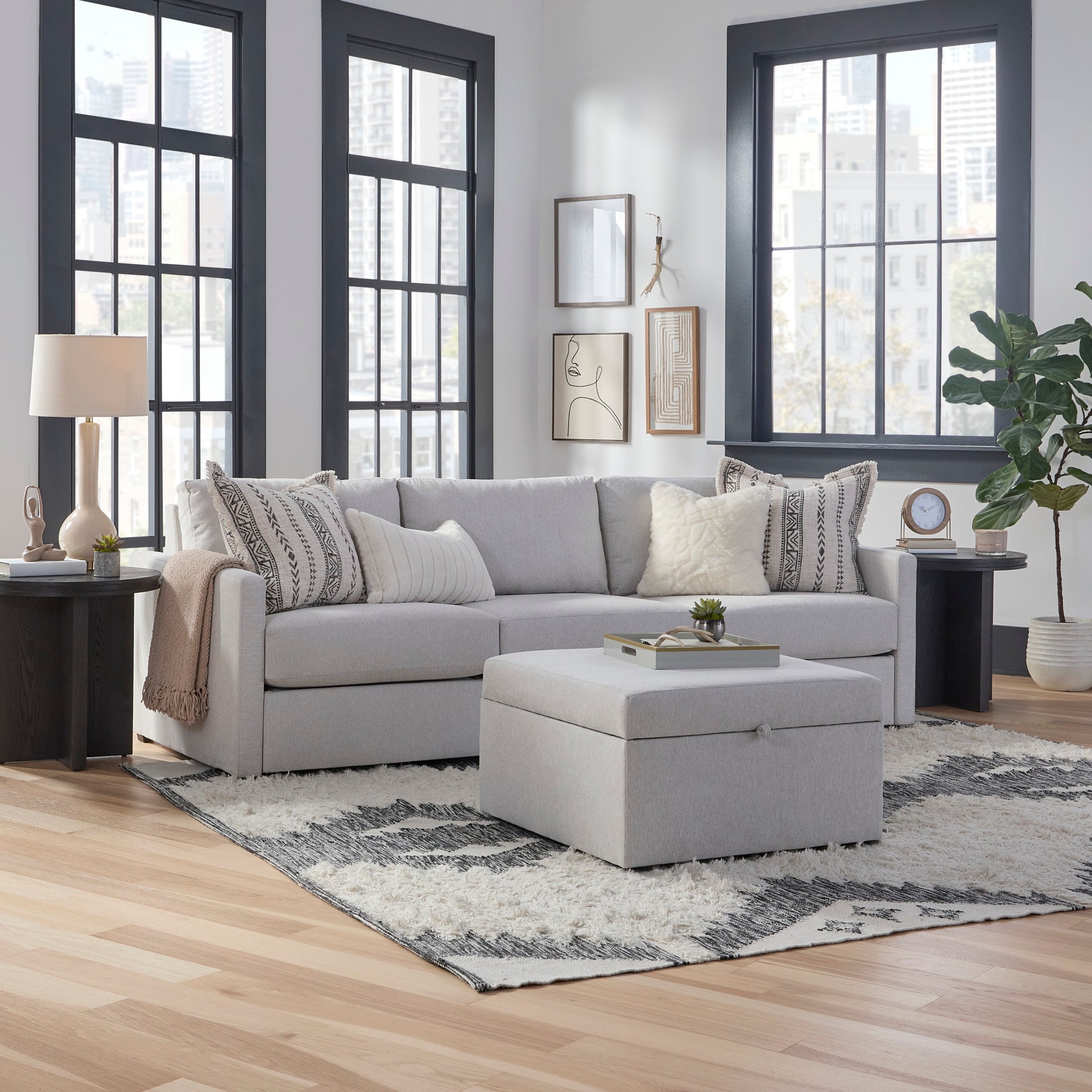 Flex Frost Sofa with Narrow Arm and Storage Ottoman