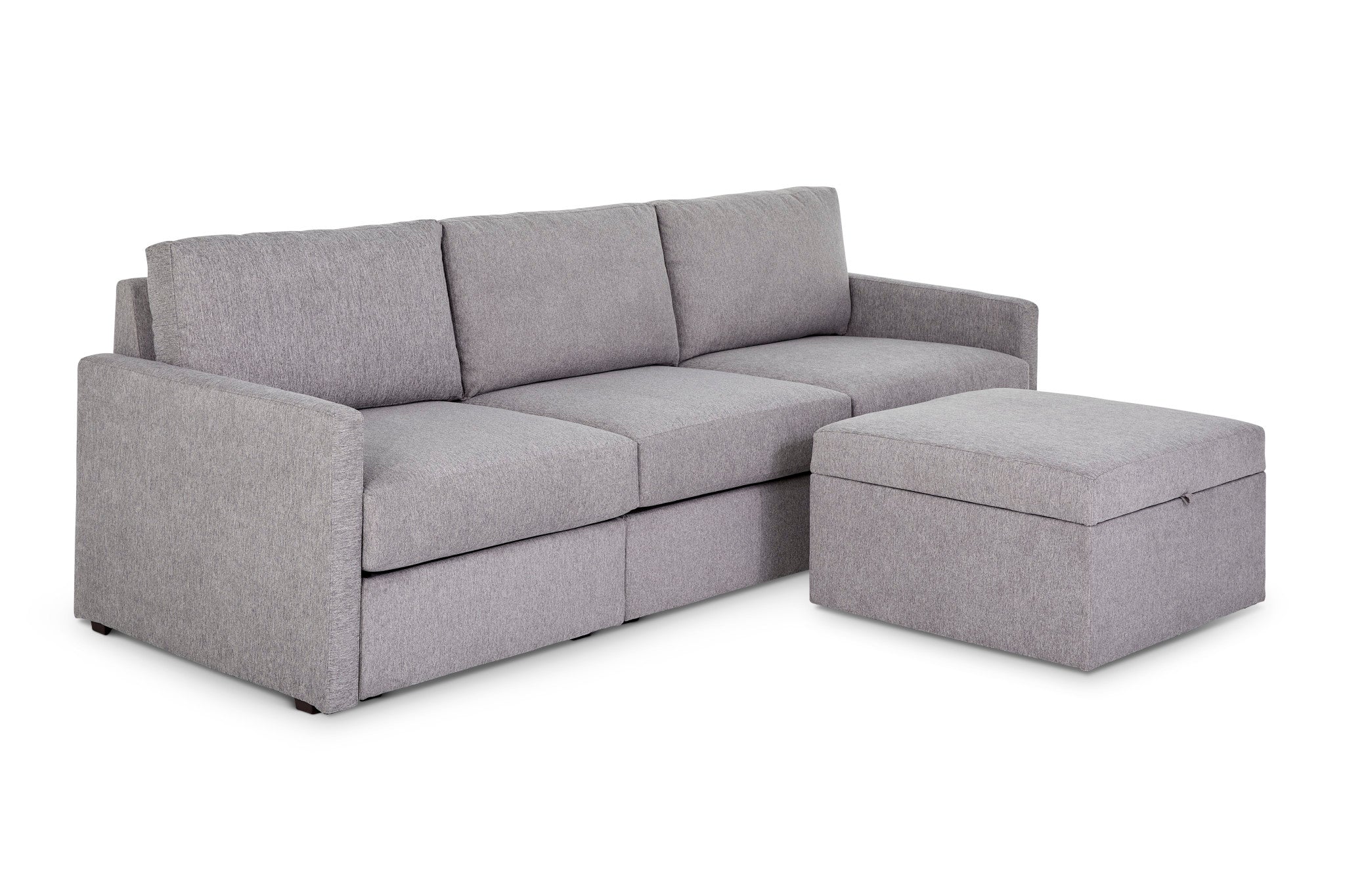 Flex Pebble Sofa with Narrow Arm and Storage Ottoman