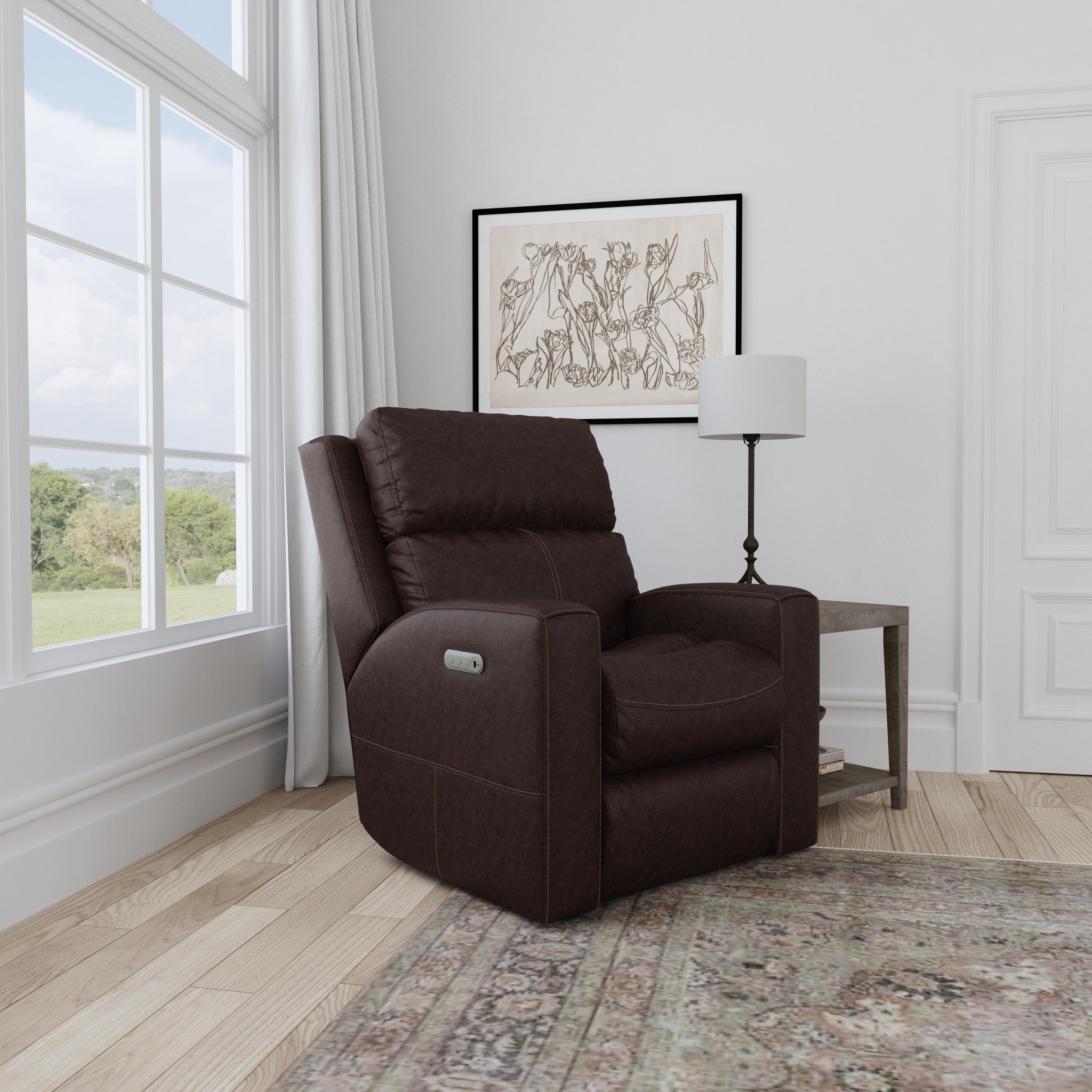 Score Leather Power Recliner with Power Headrest & Lumbar