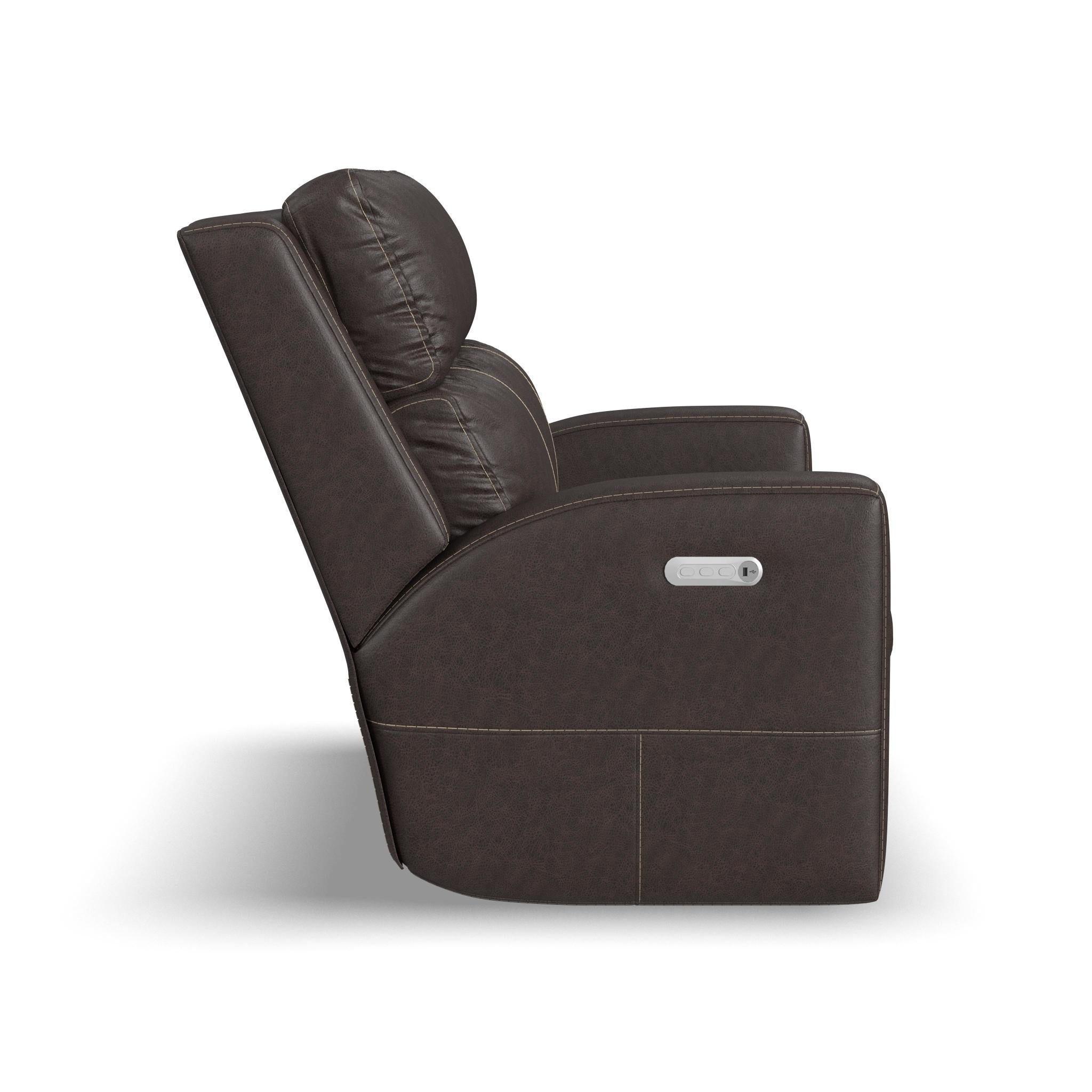 Score Leather Power Reclining Loveseat with Power Headrests & Lumbar