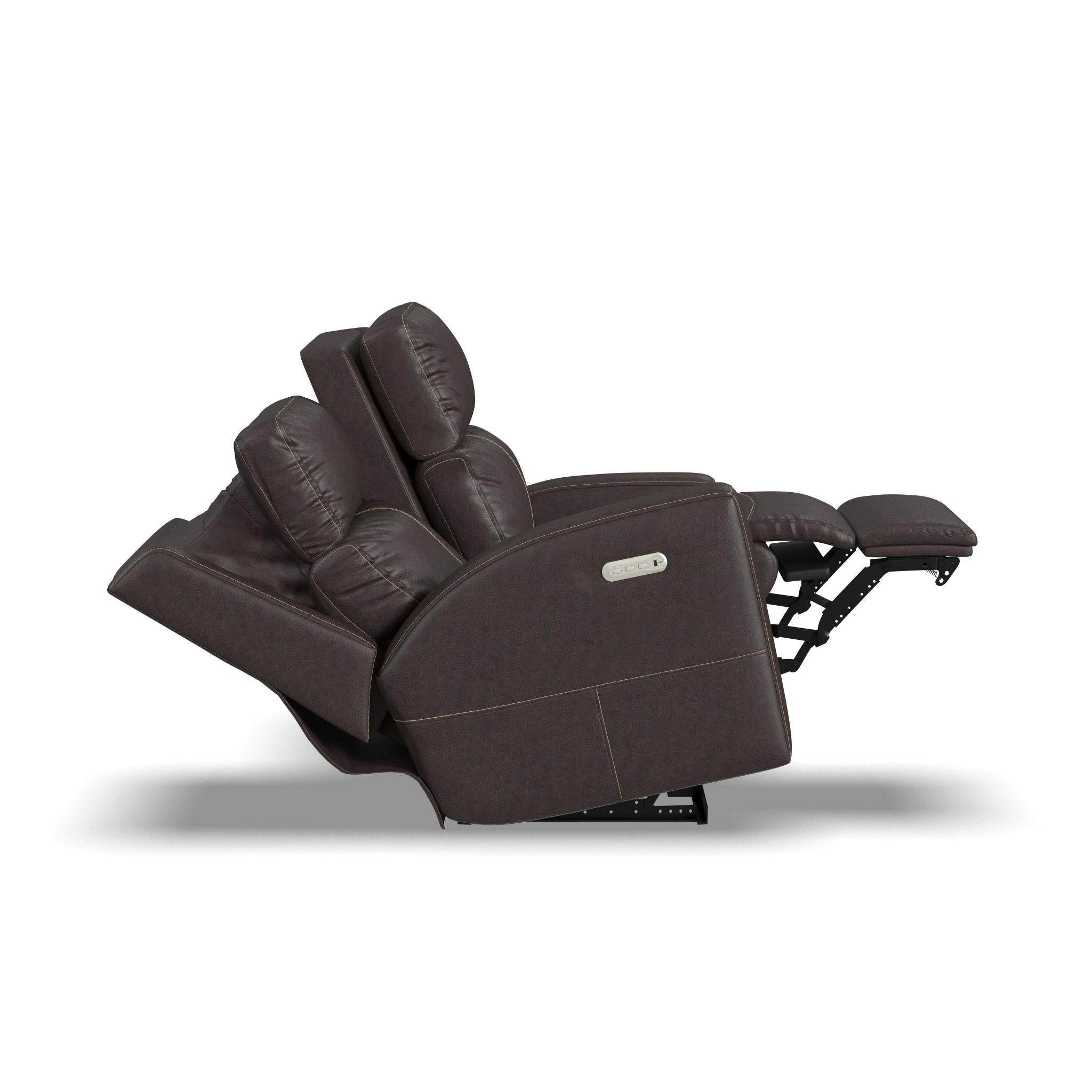 Score Leather Power Reclining Loveseat with Power Headrests & Lumbar