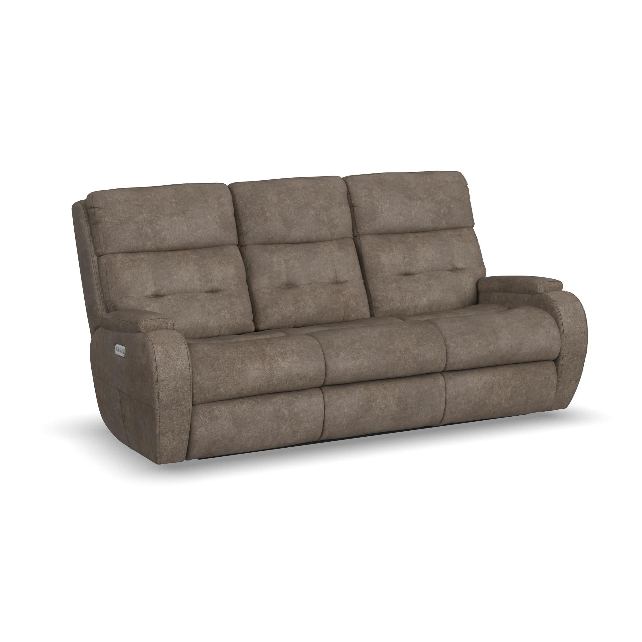 Strait Leather Power Reclining Sofa with Power Headrests