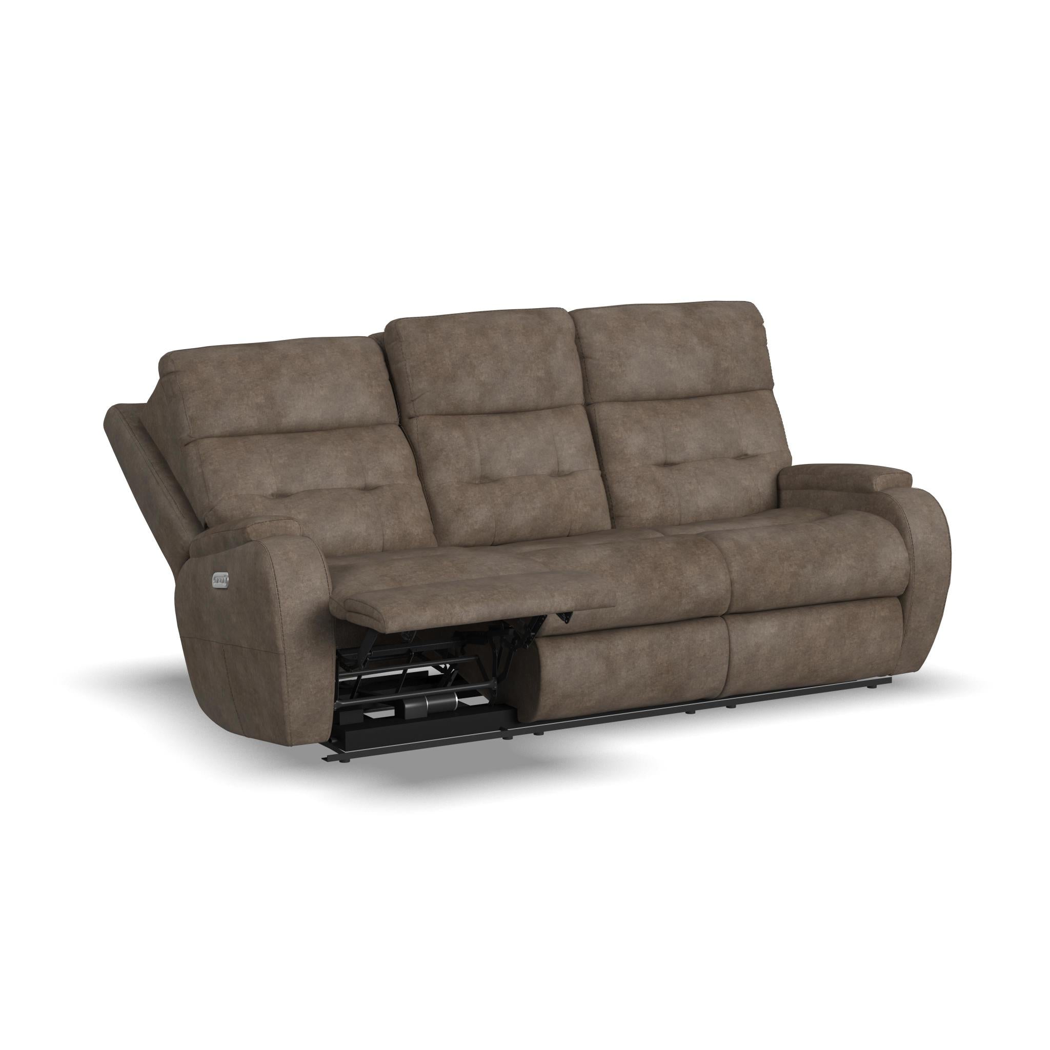 Strait Leather Power Reclining Sofa with Power Headrests