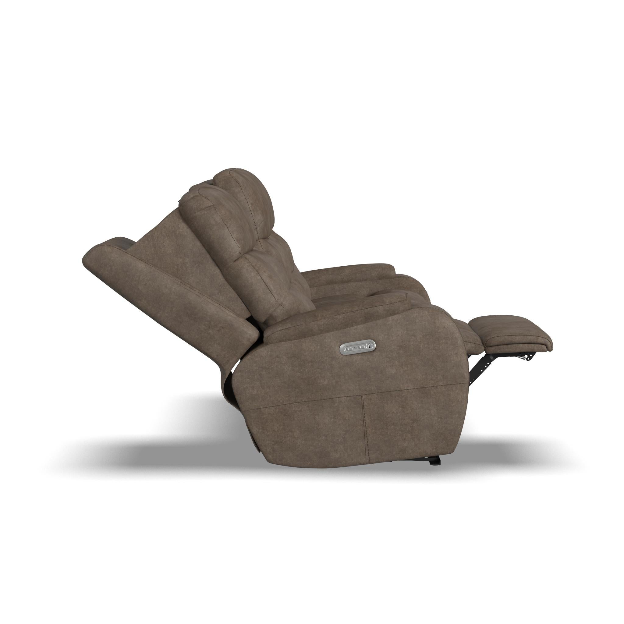 Strait Leather Power Reclining Sofa with Power Headrests