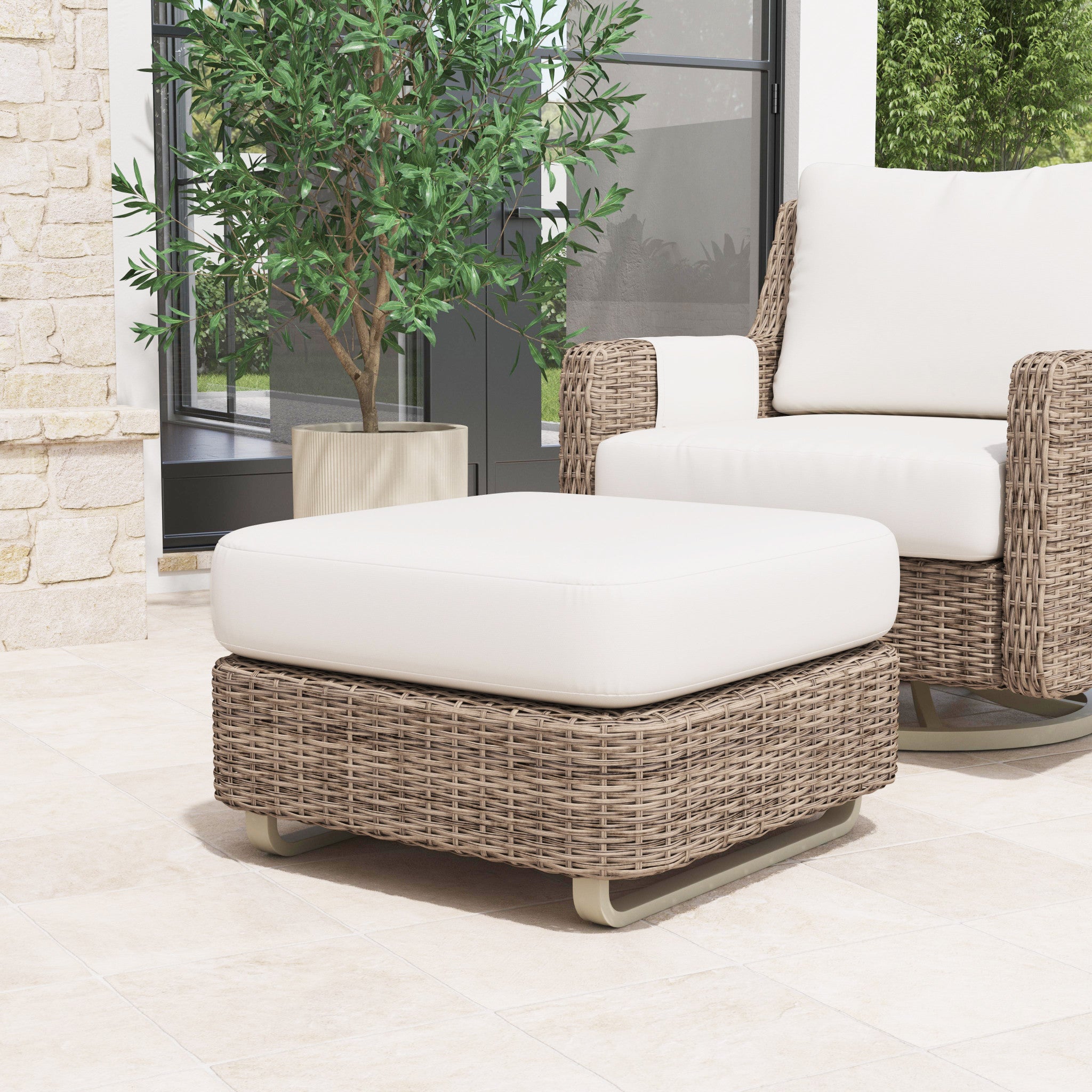 Vista Canvas Natural Ottoman