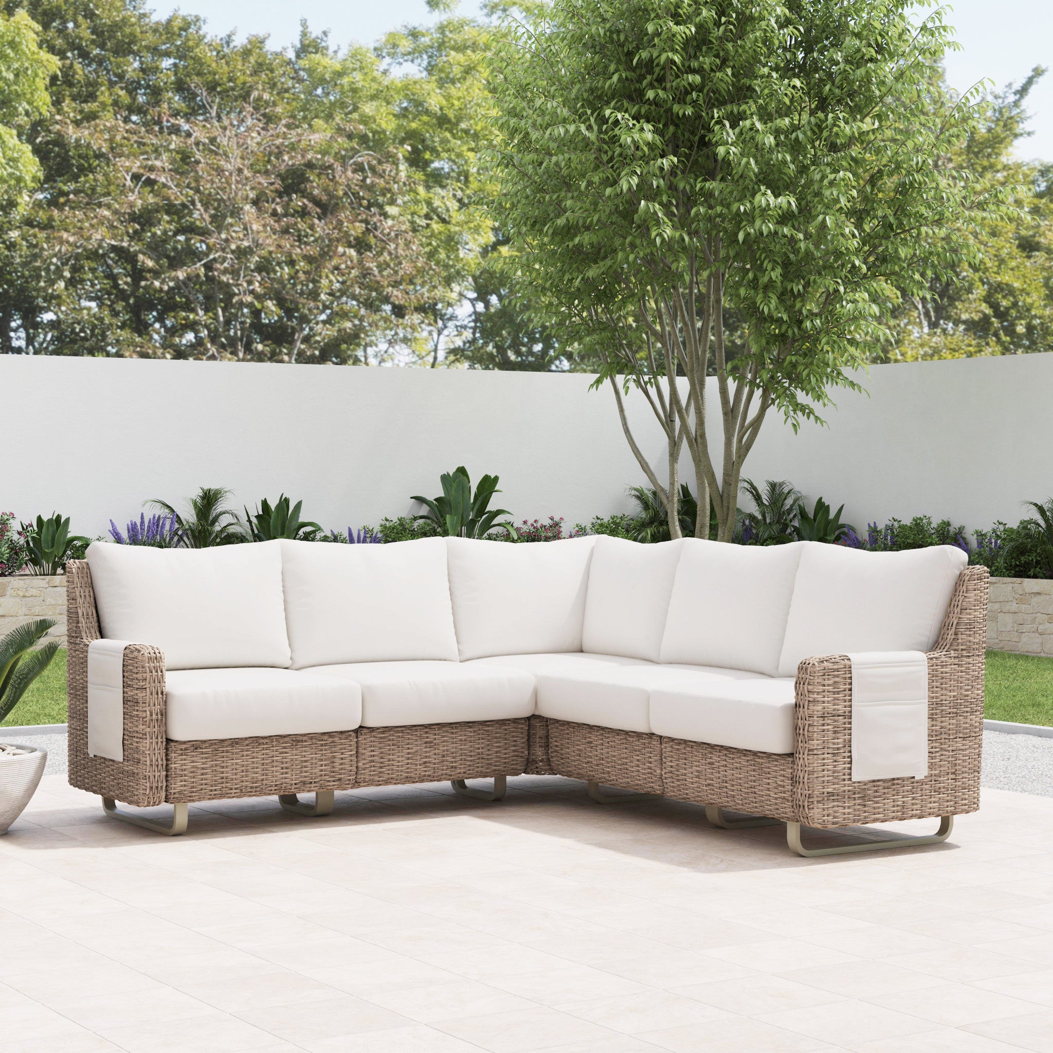 Vista Canvas Natural 5-Seat Sectional