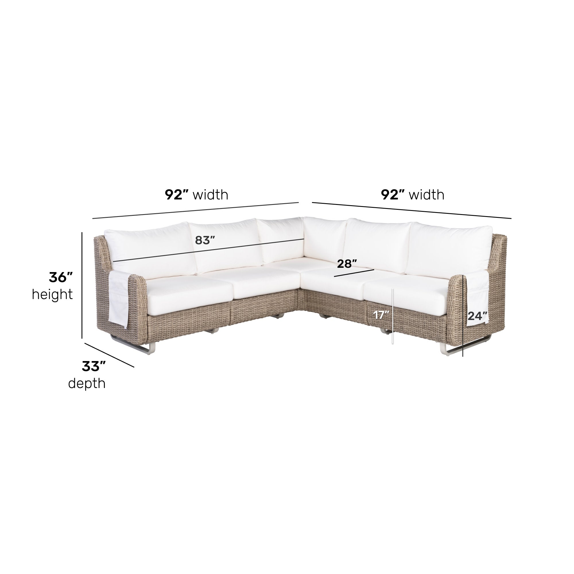 Vista Canvas Natural 5-Seat Sectional