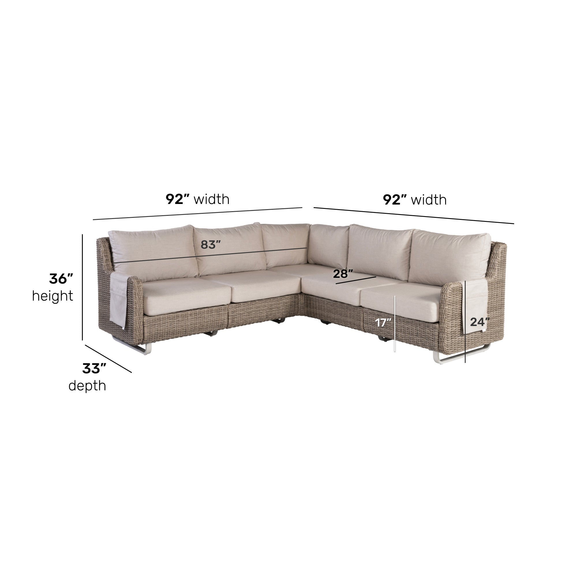 Vista Cast Ash 5-Seat Sectional