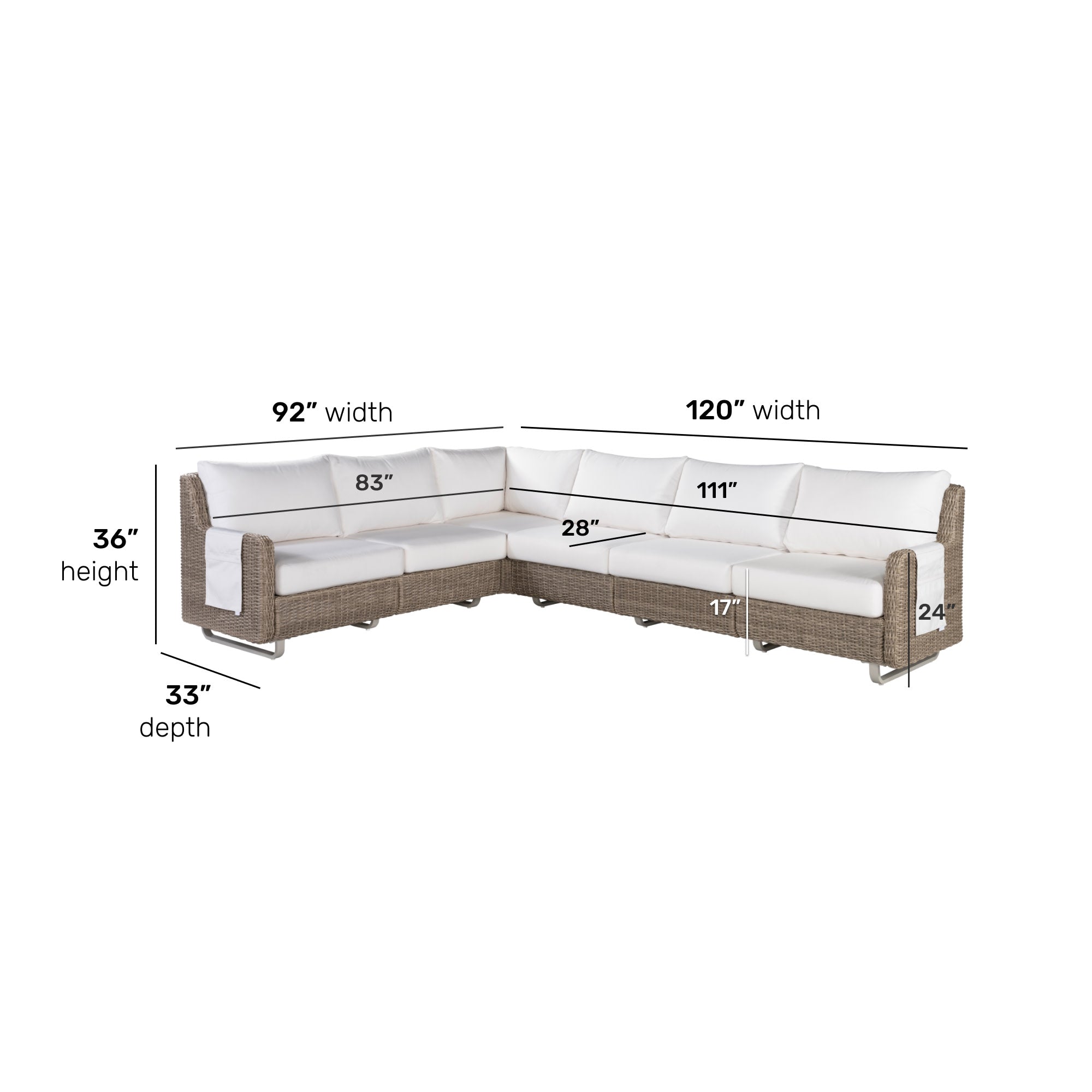 Vista Canvas Natural 6-Seat Sectional