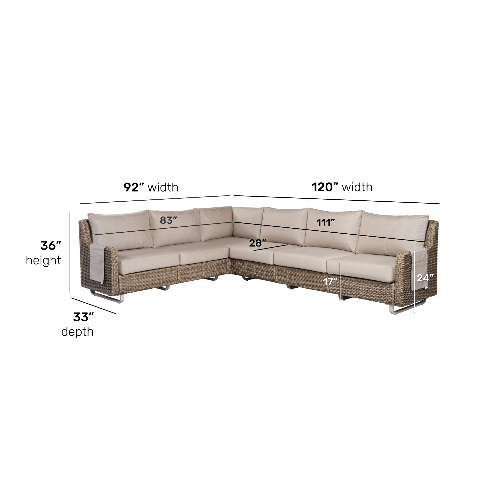 Vista Cast Ash 6-Seat Sectional