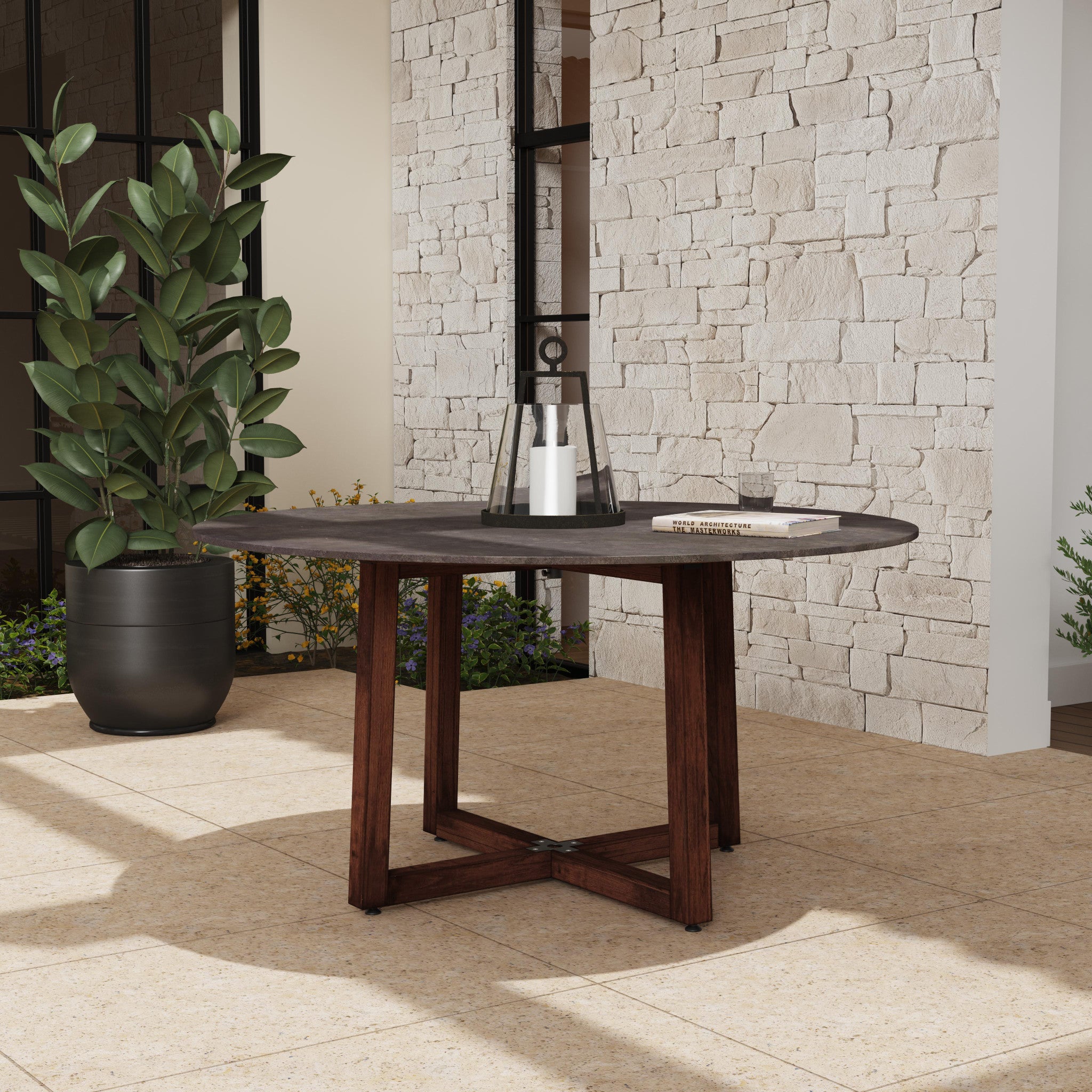 Nova Canvas Natural Large Round Dining Table