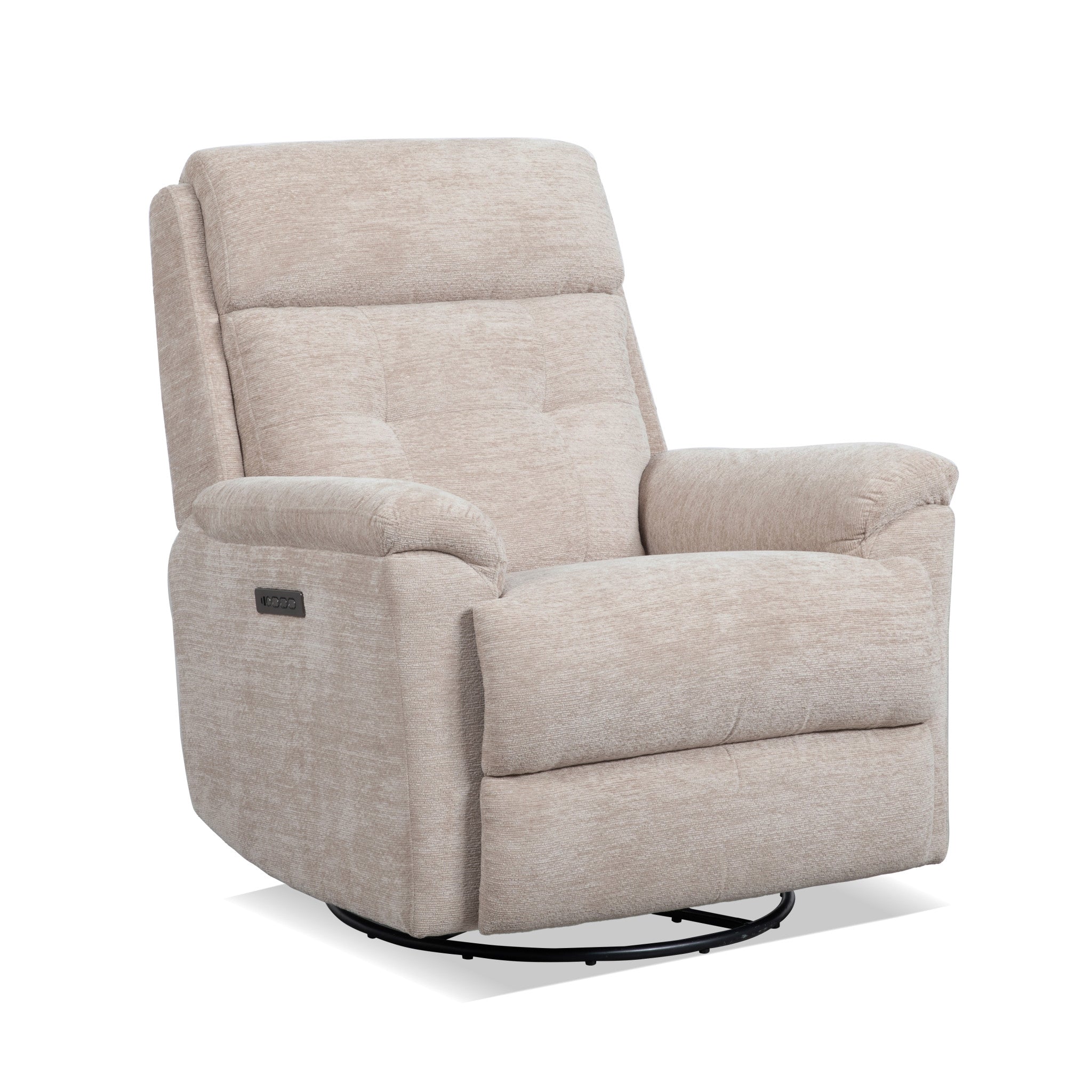 Sophisticated Power Swivel Gliding Recliner with Power Headrest & Lumbar