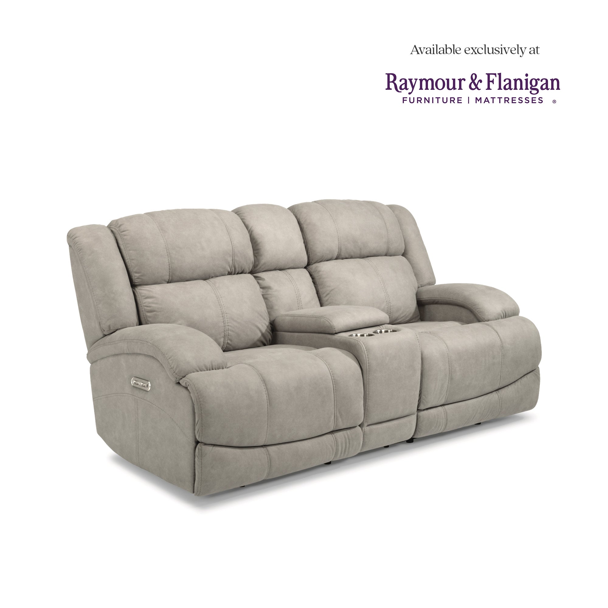 Quincey Fabric Power Reclining Loveseat with Console & Power Headrests