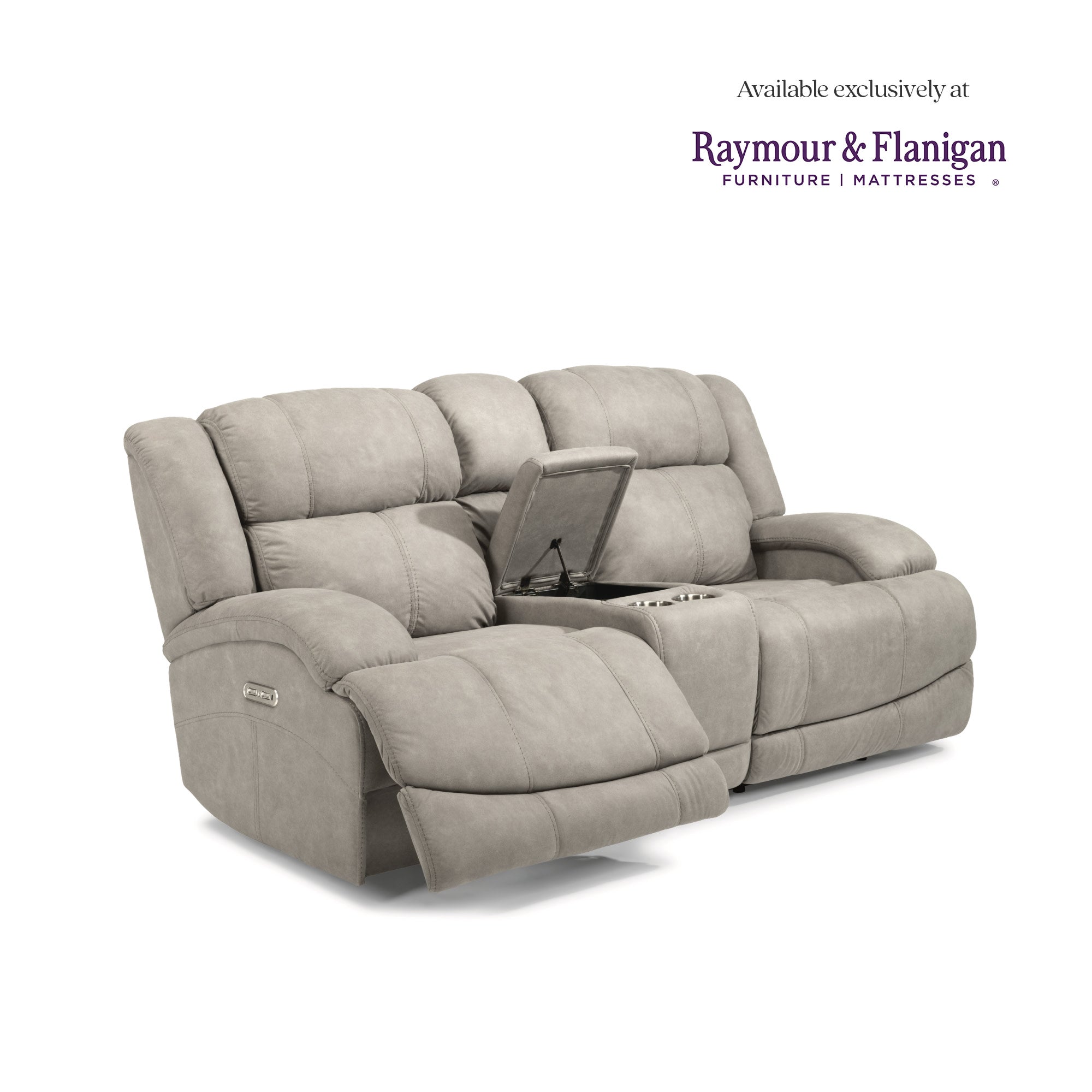 Quincey Fabric Power Reclining Loveseat with Console & Power Headrests