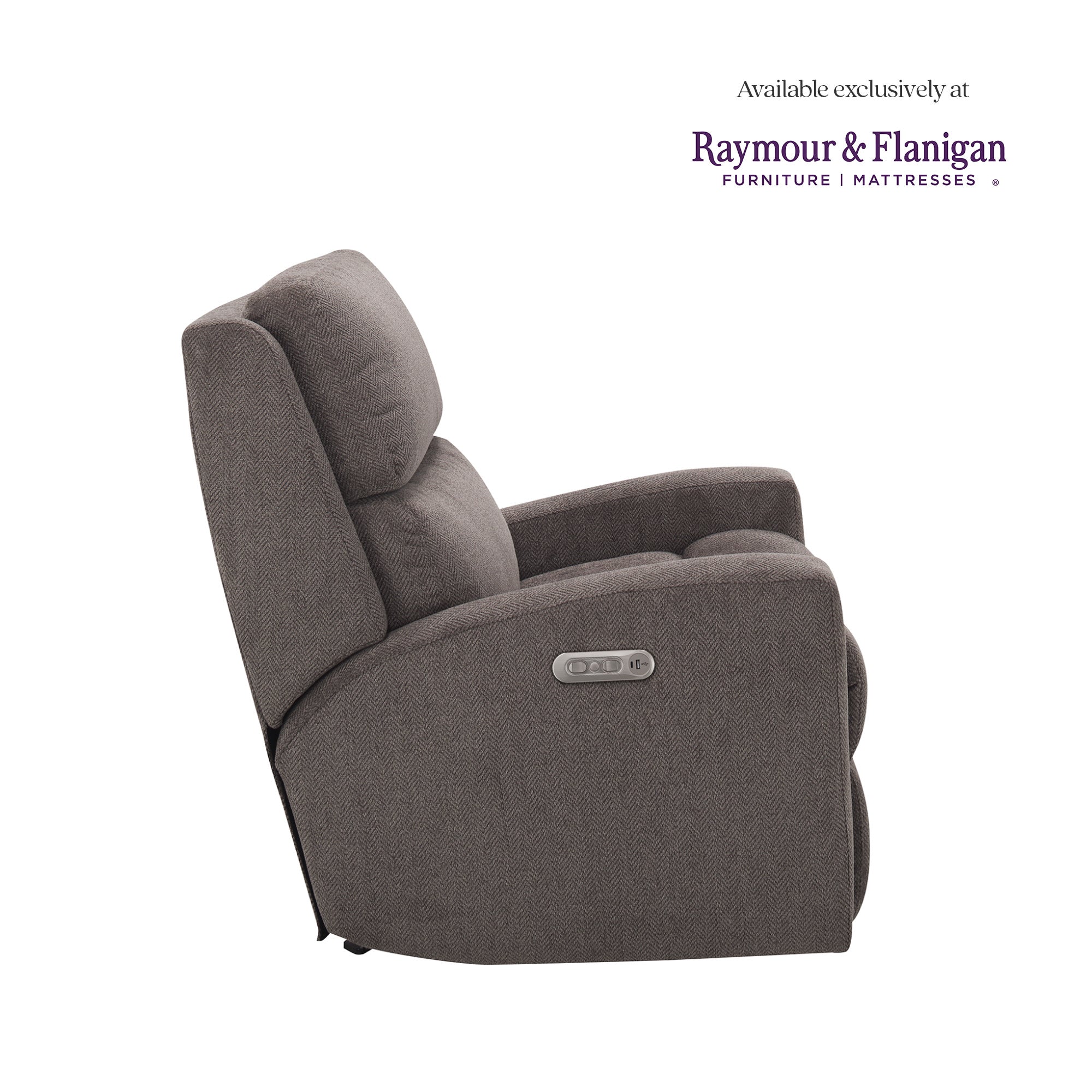 Archer Smoke Fabric Power Rocking Recliner with Power Headrest