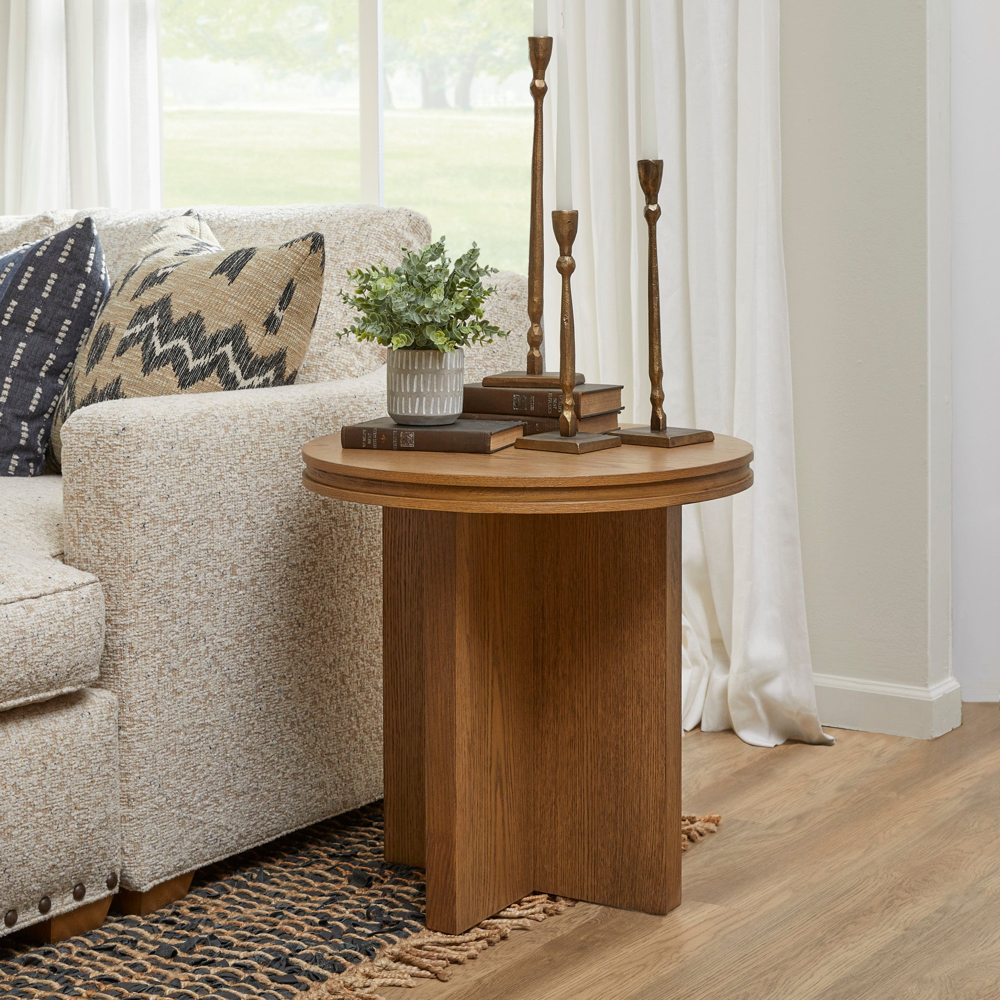 Waterfall Brown  Round End Table